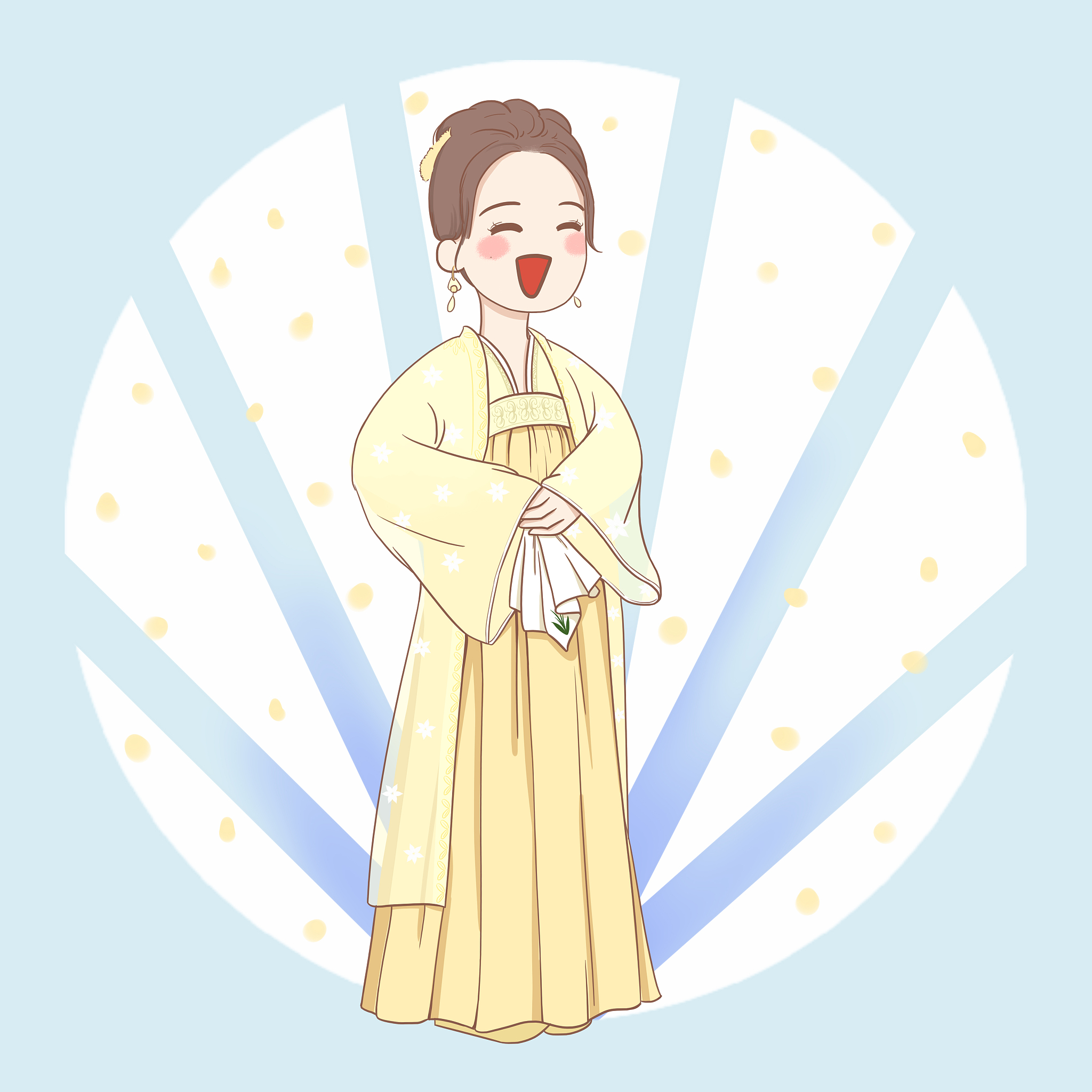 古风可爱少女插画