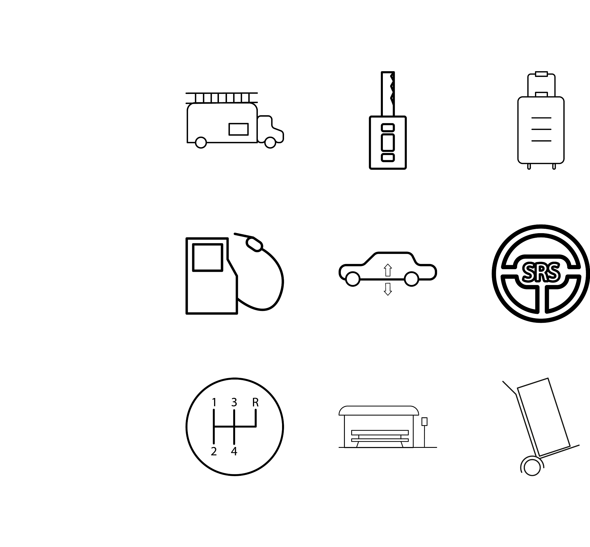 transport and transportation linear icon set