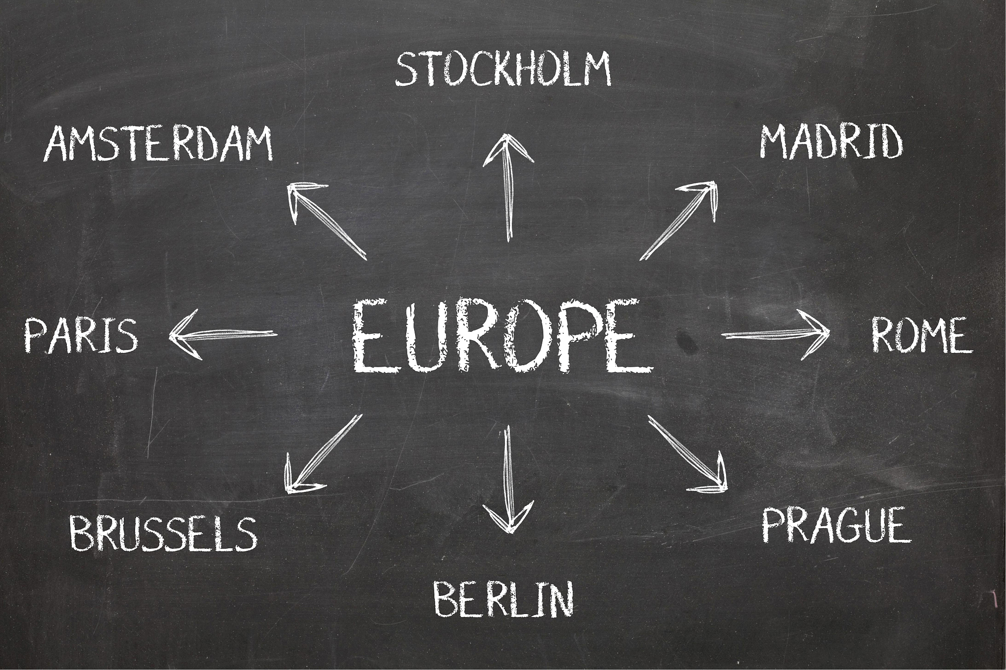 europe diagram on blackboard