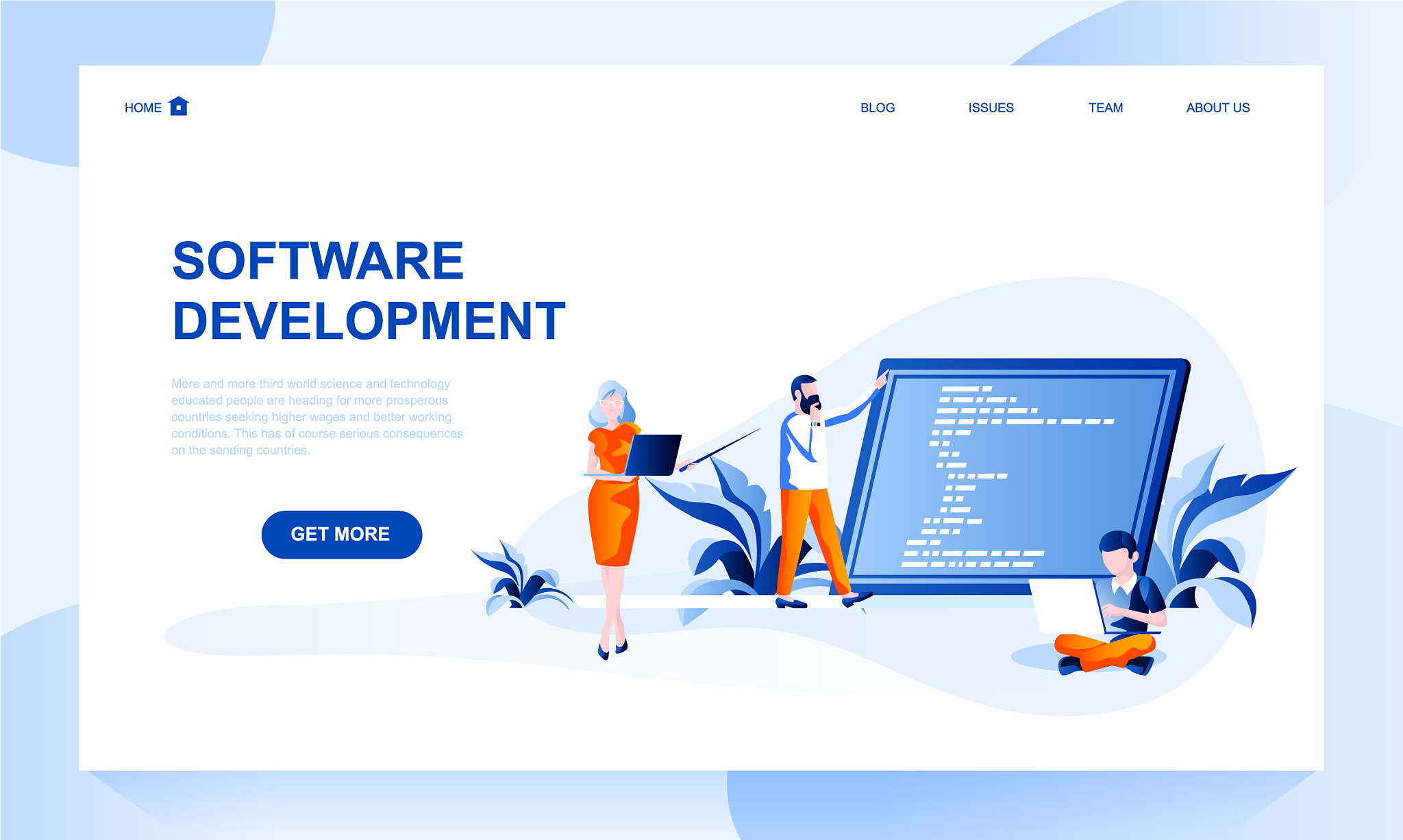 software development landing page template