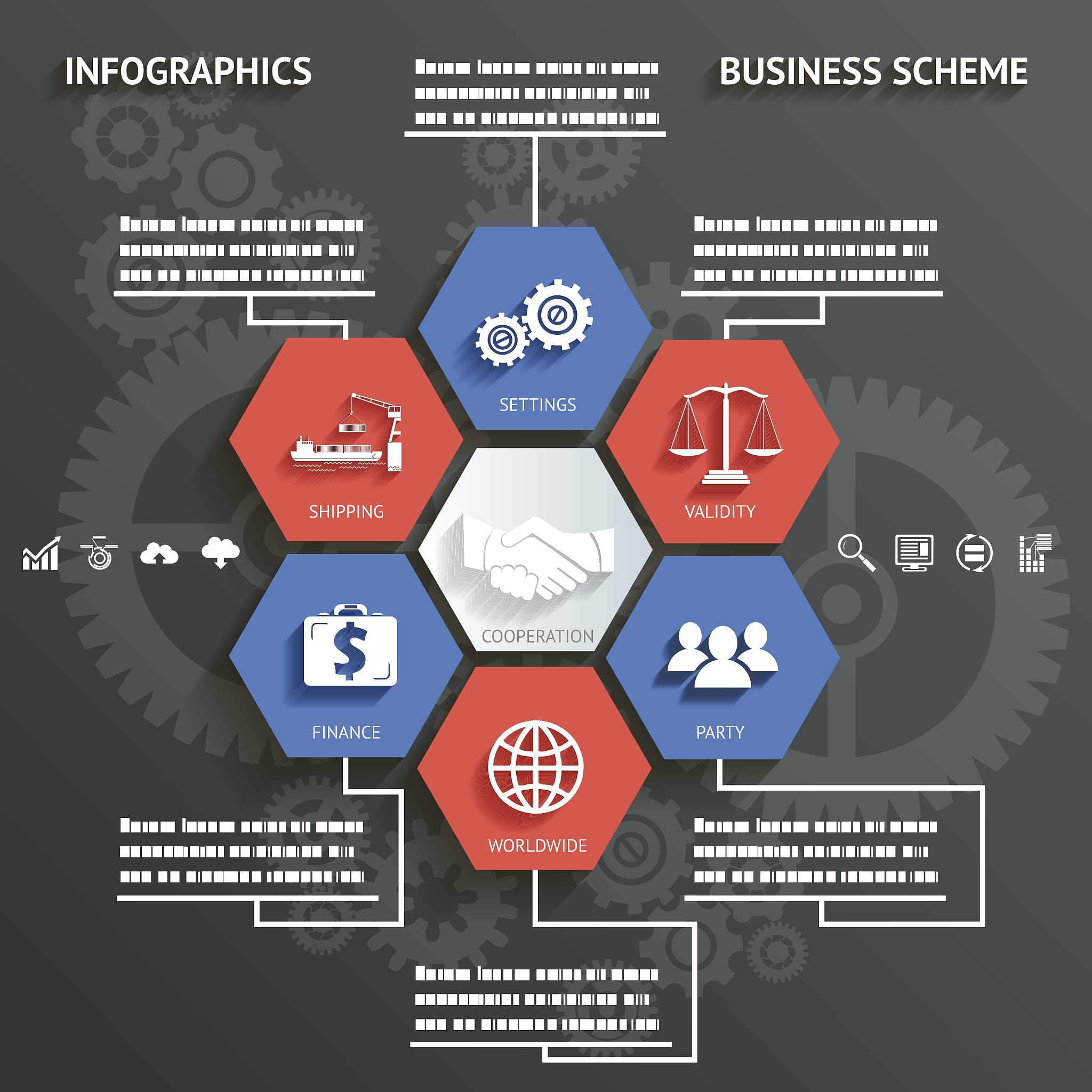 infographics business scheme with icons abstract