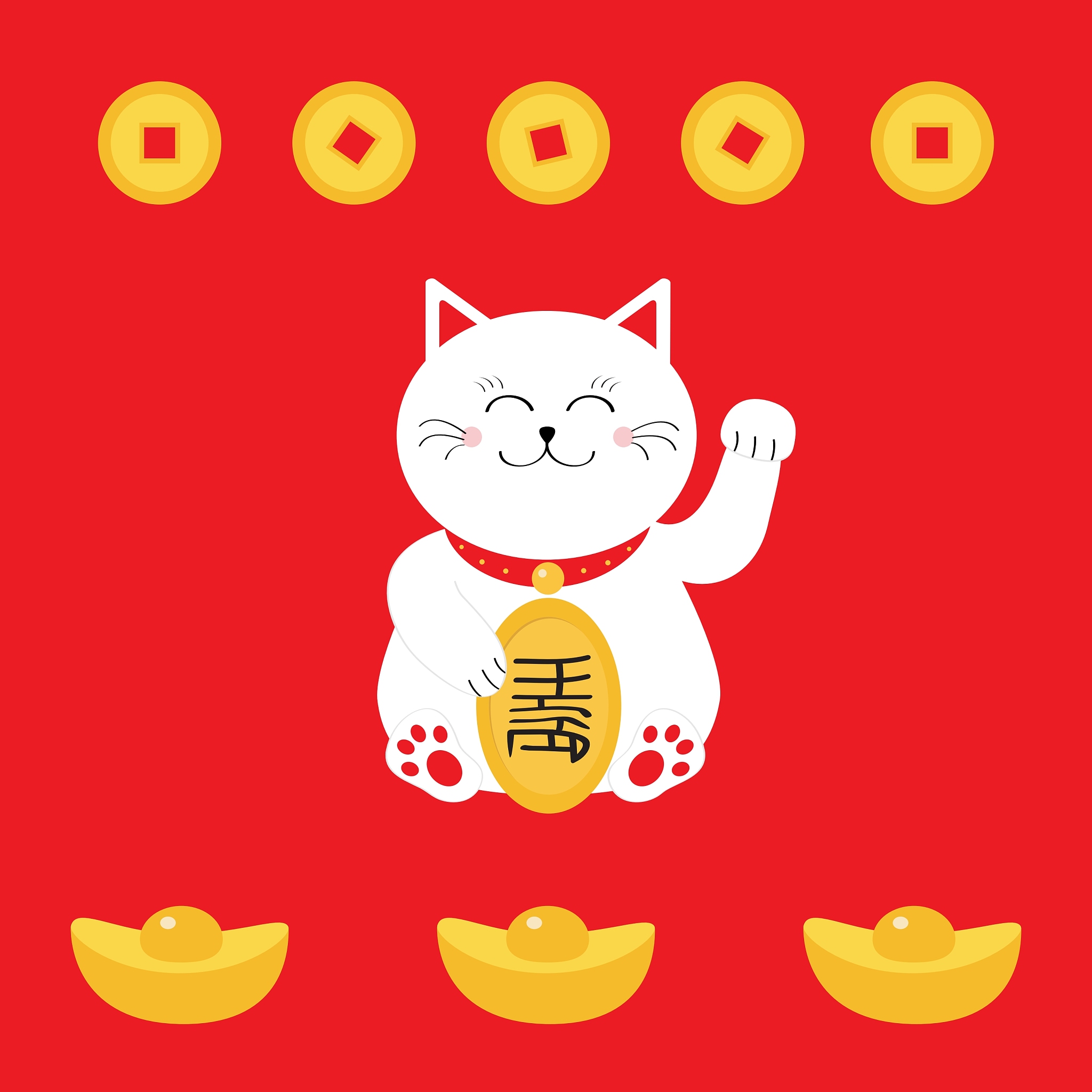 我正在做猫的形象想把招财和御守的概念结合什么动作比较符合？