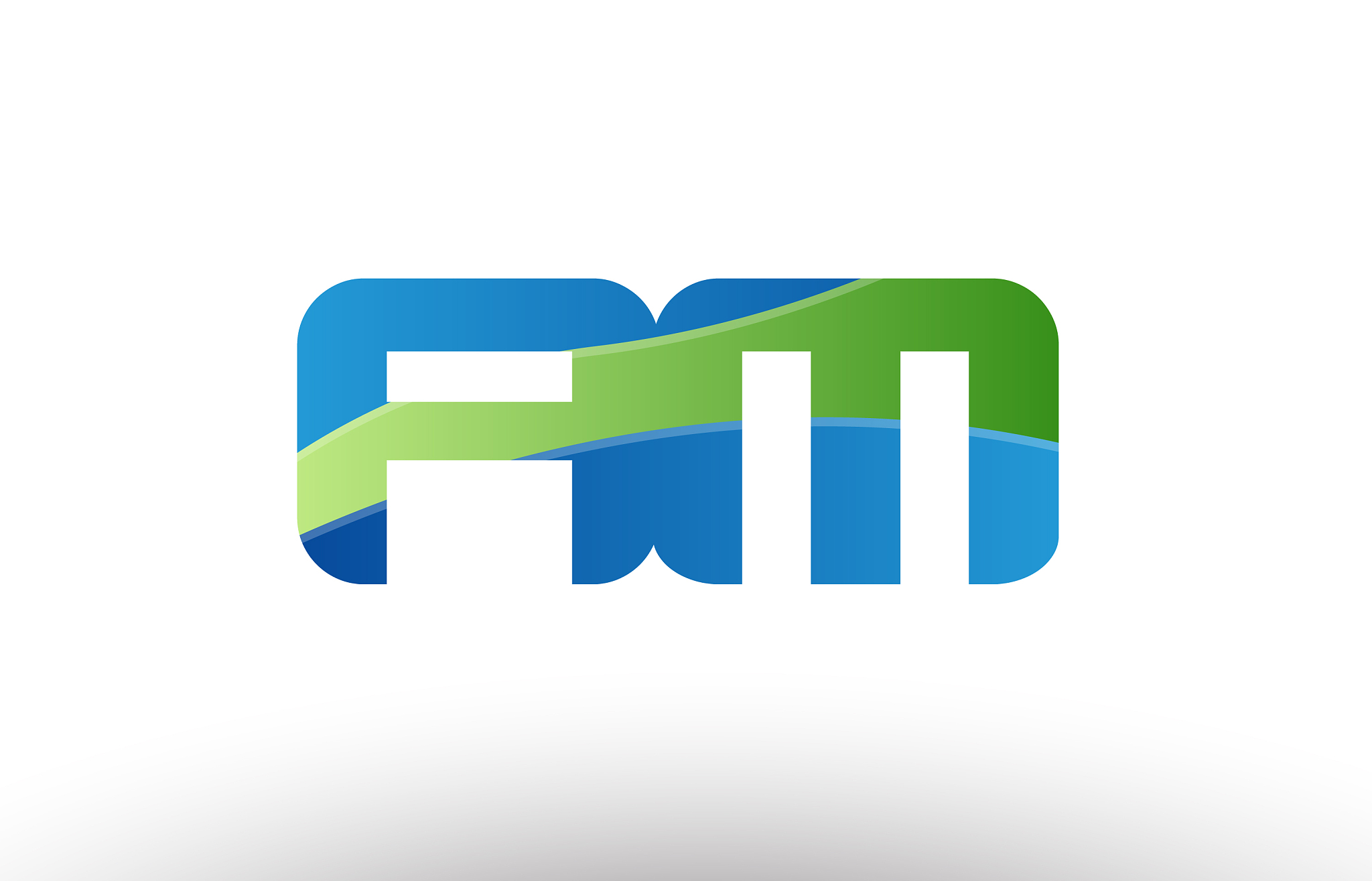 blue green am a m alphabet letter logo