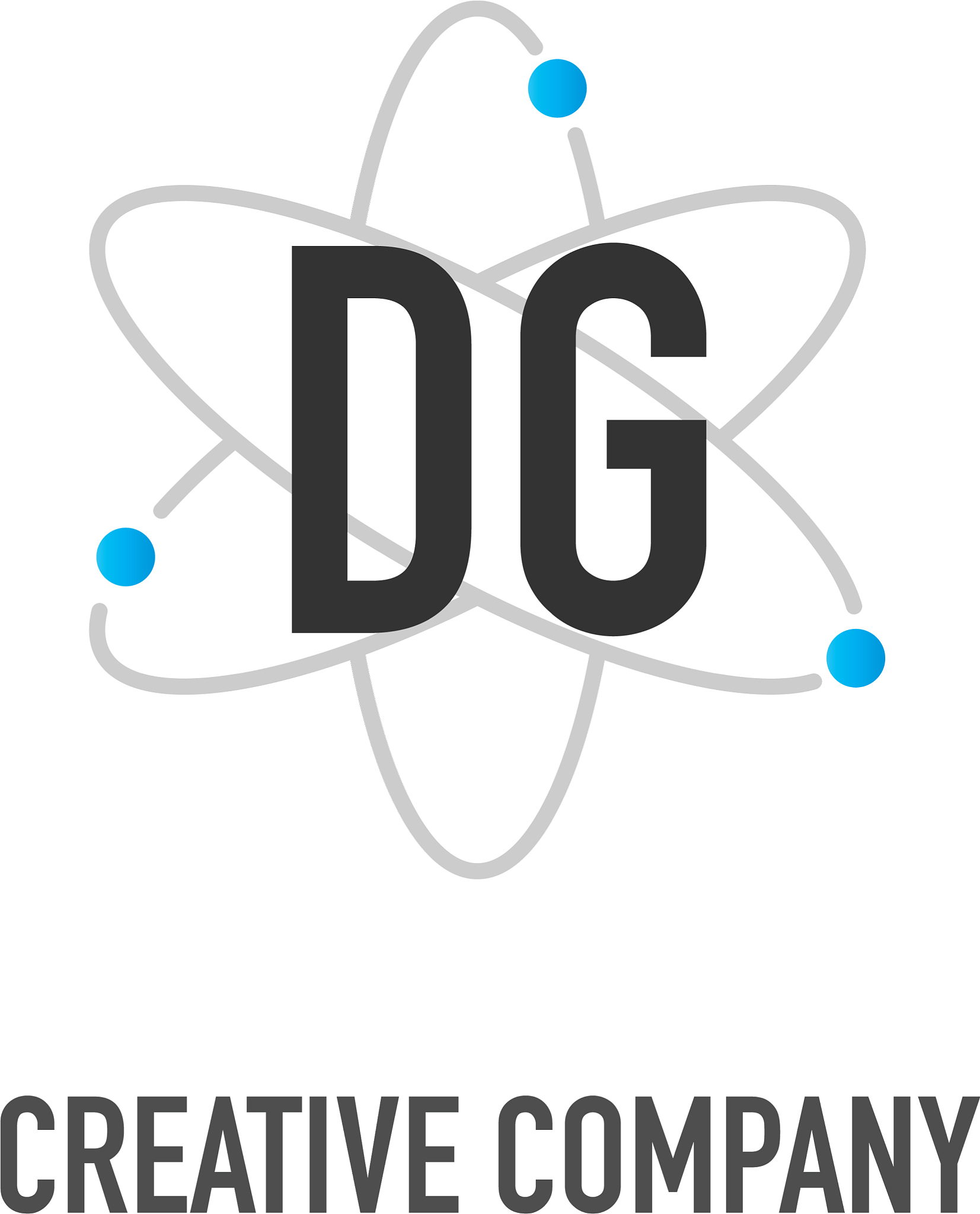 initial letter dg atom neutron design logo