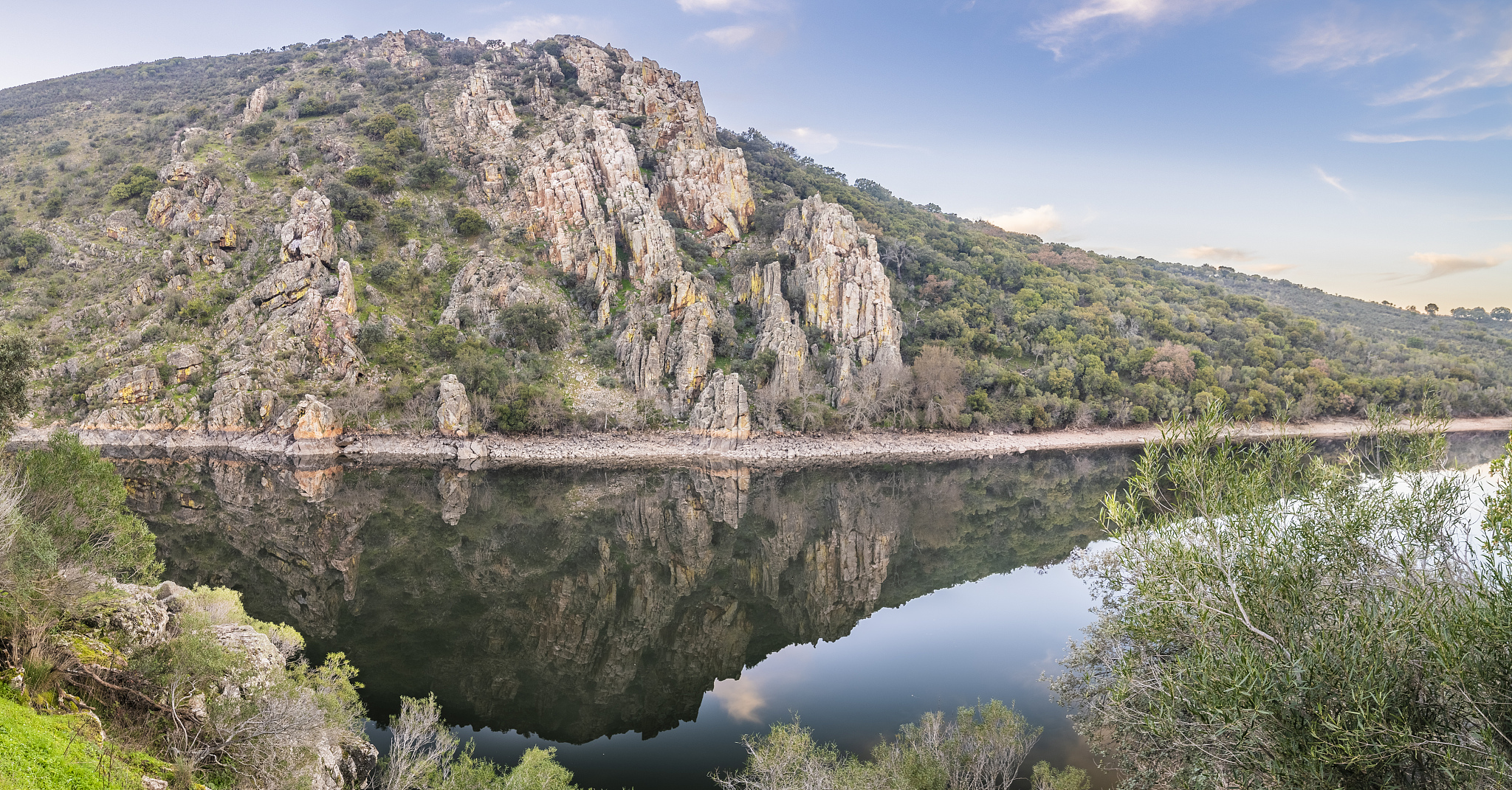 extremadura and the tietar river crossing the rugged terrain. in