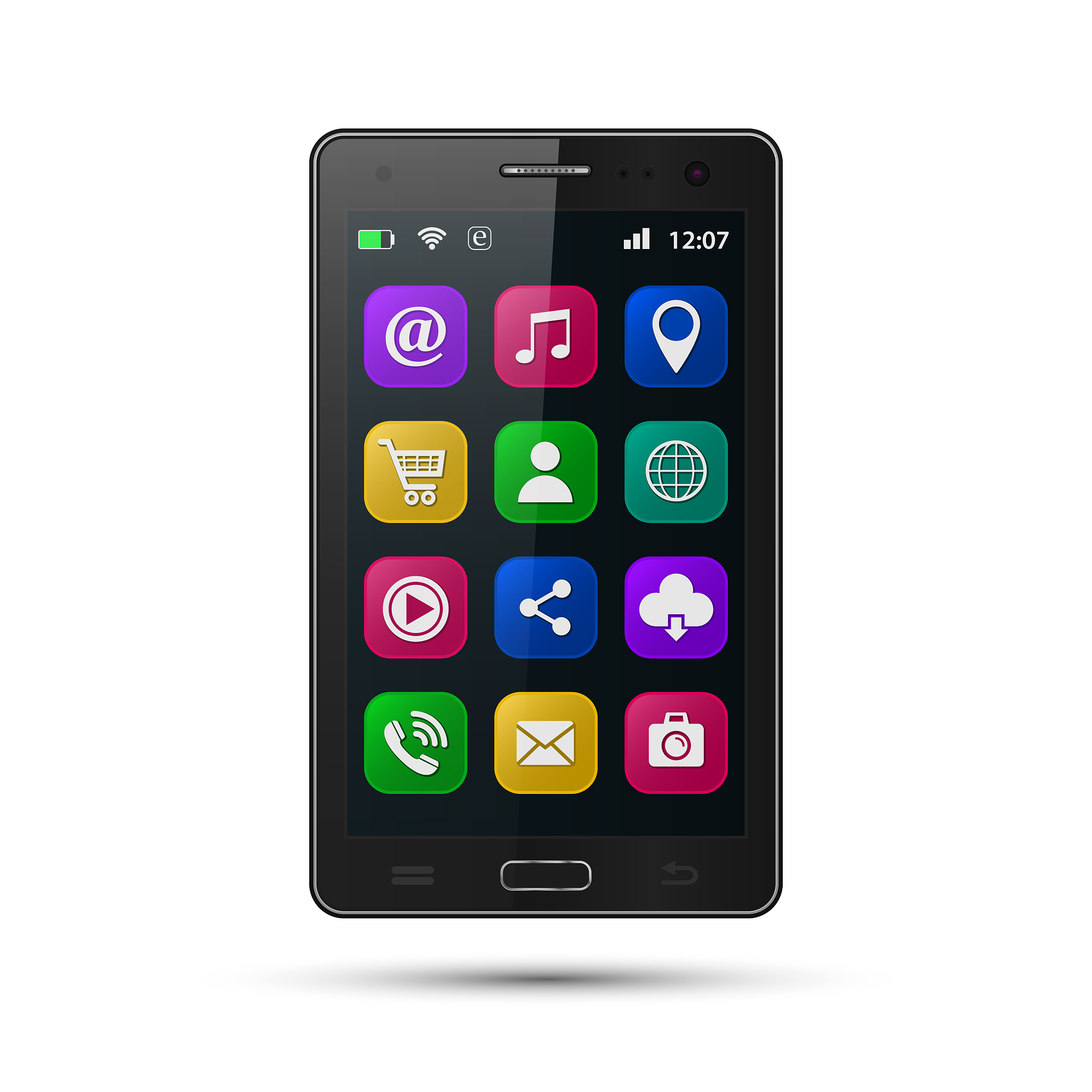 smartphone with application icons. vector isolated realistic mob