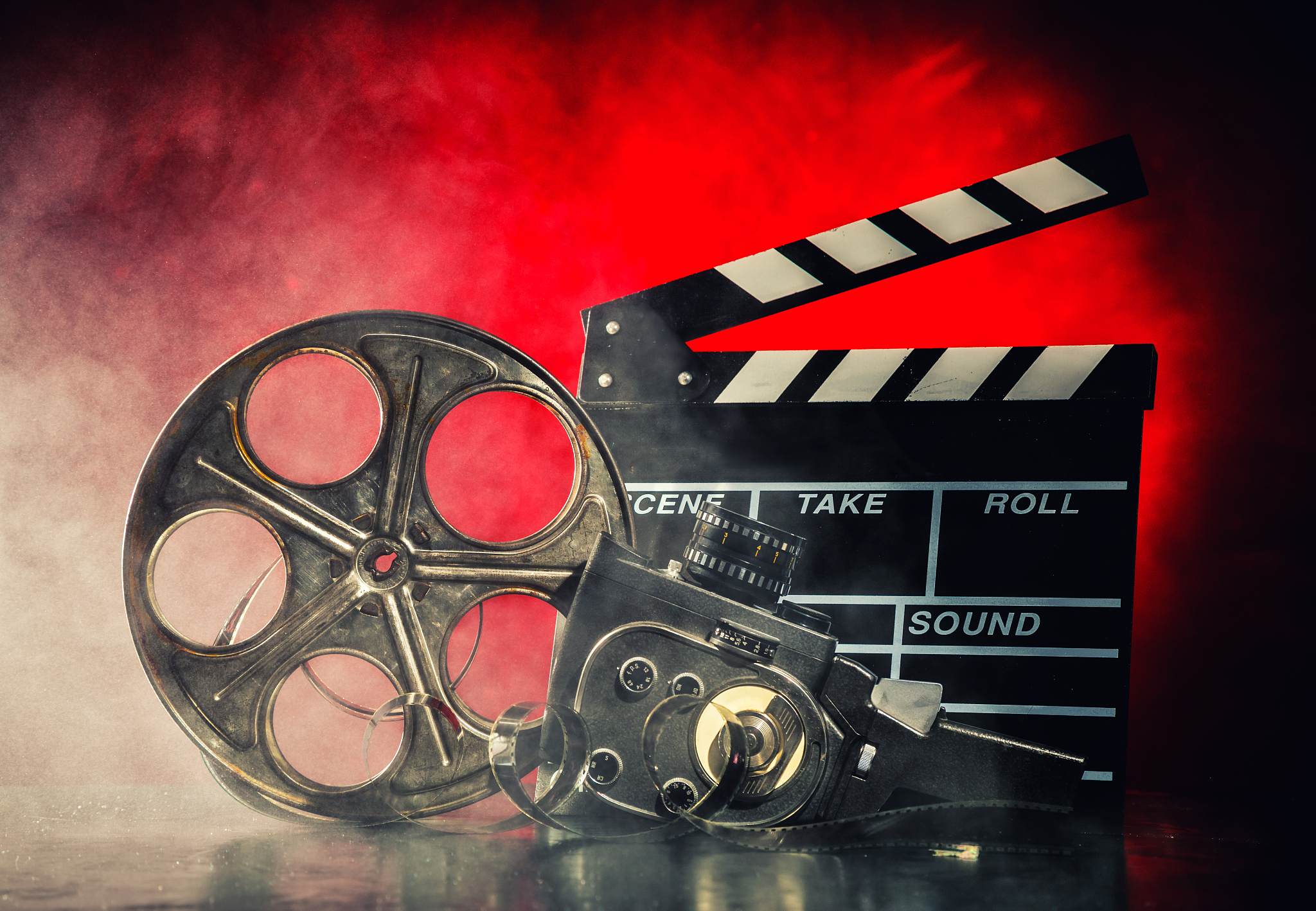 retro film production accessories still life