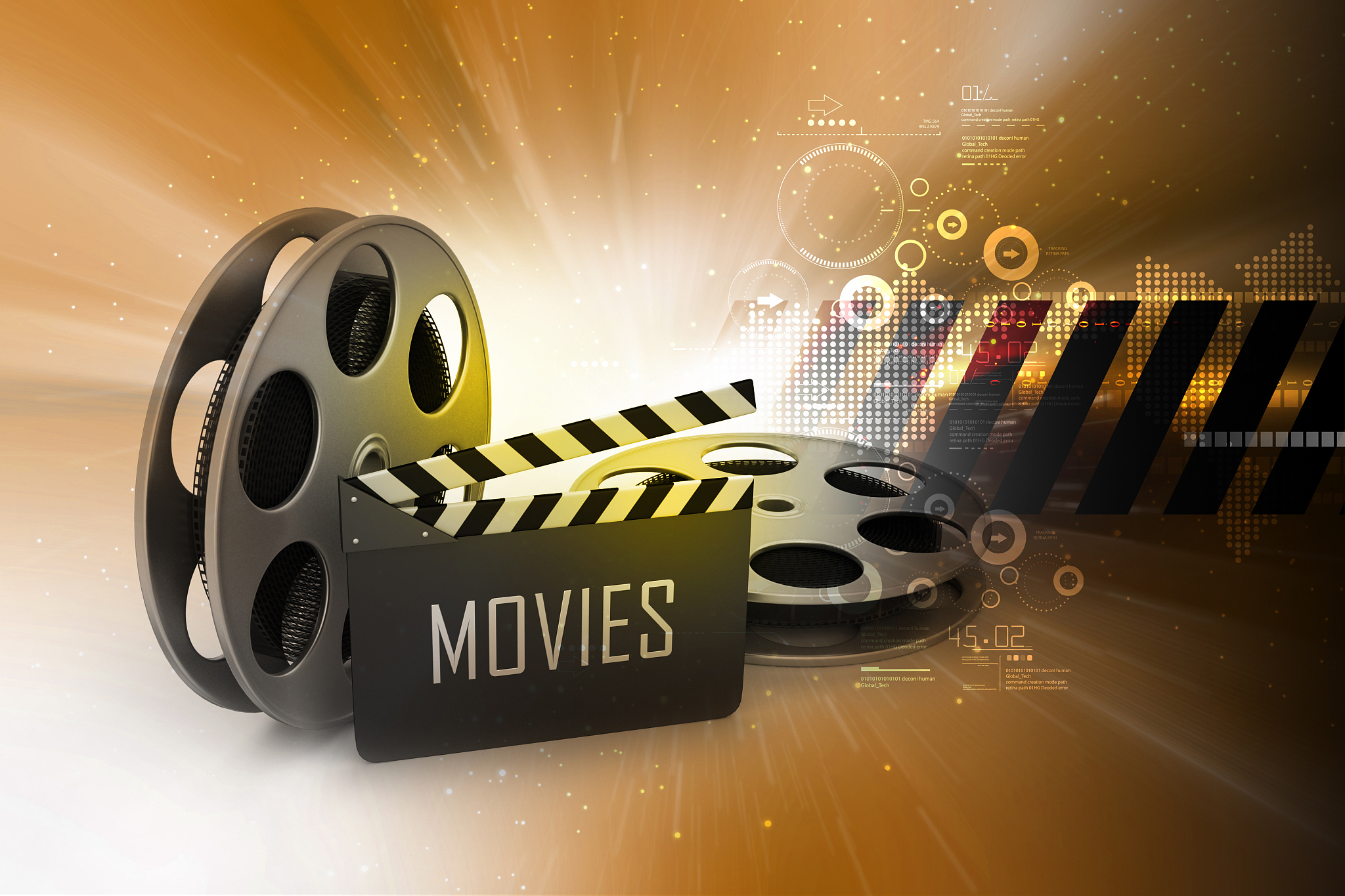film reels and clapper board