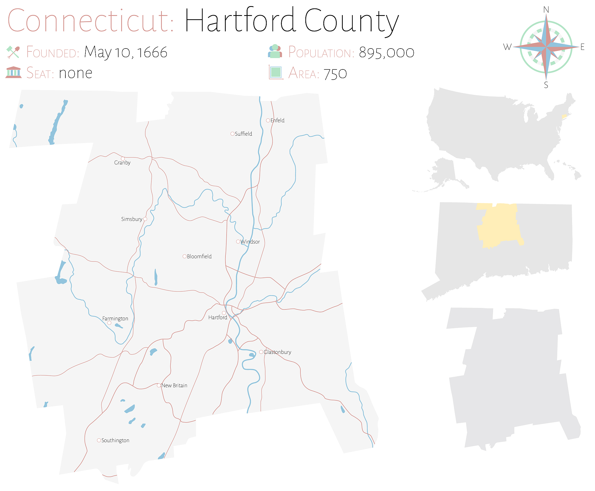 map of hartford county in connecticut