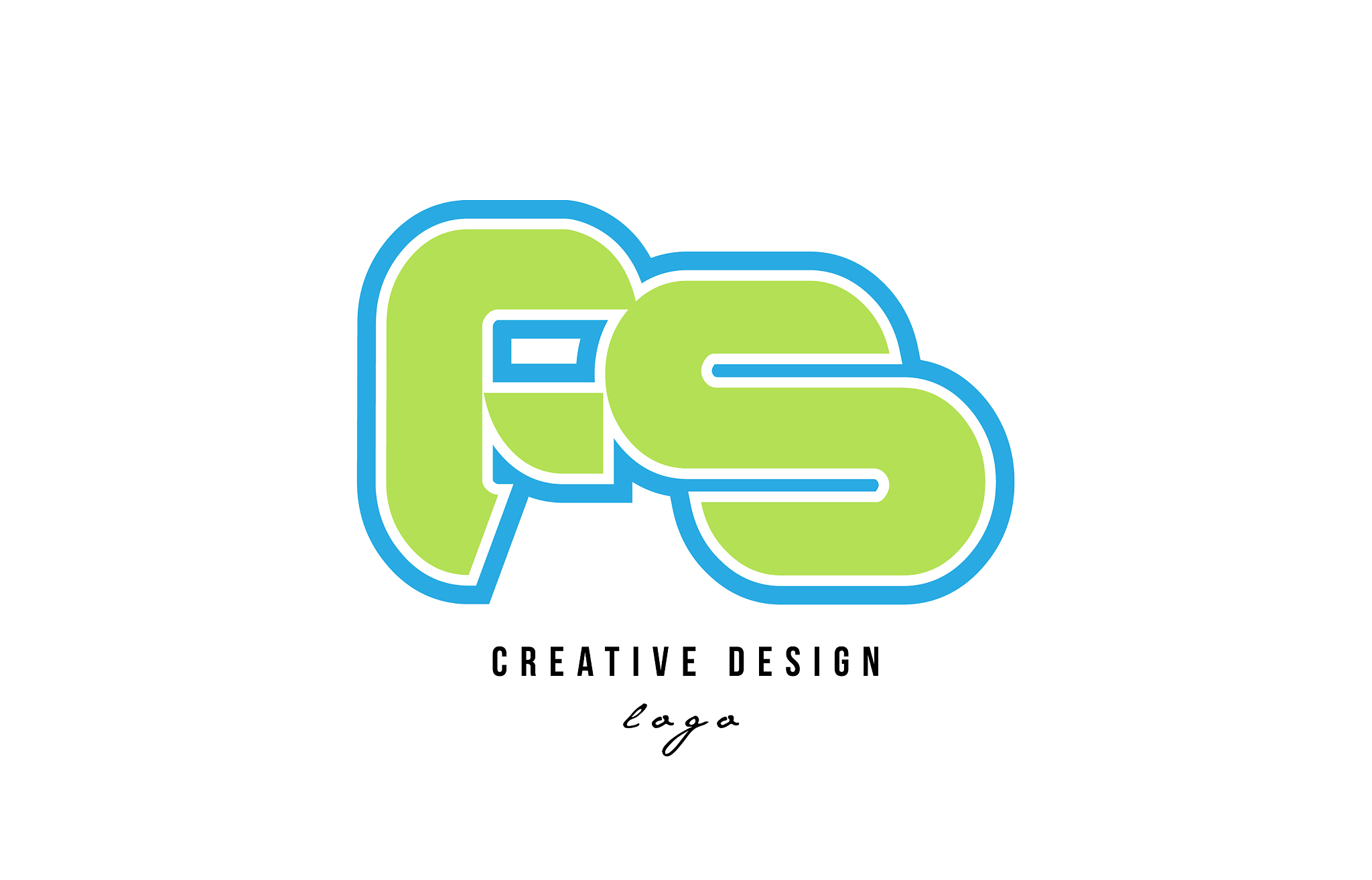 blue green alphabet letter fs f s logo icon design