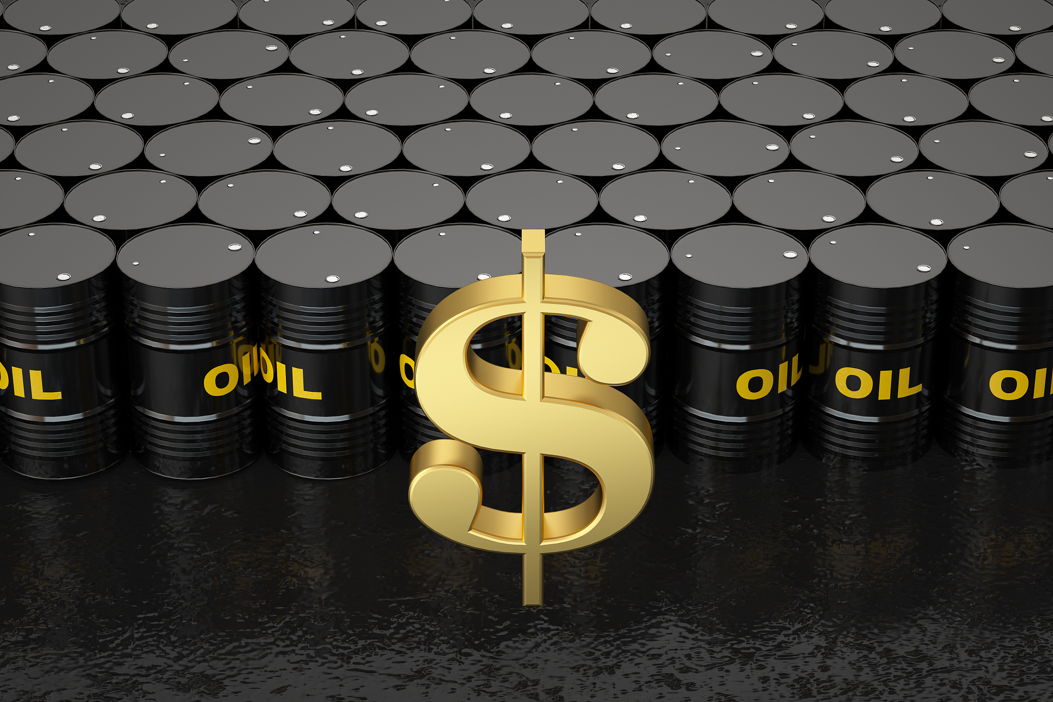 oil barrels with dollar symbol,3d render