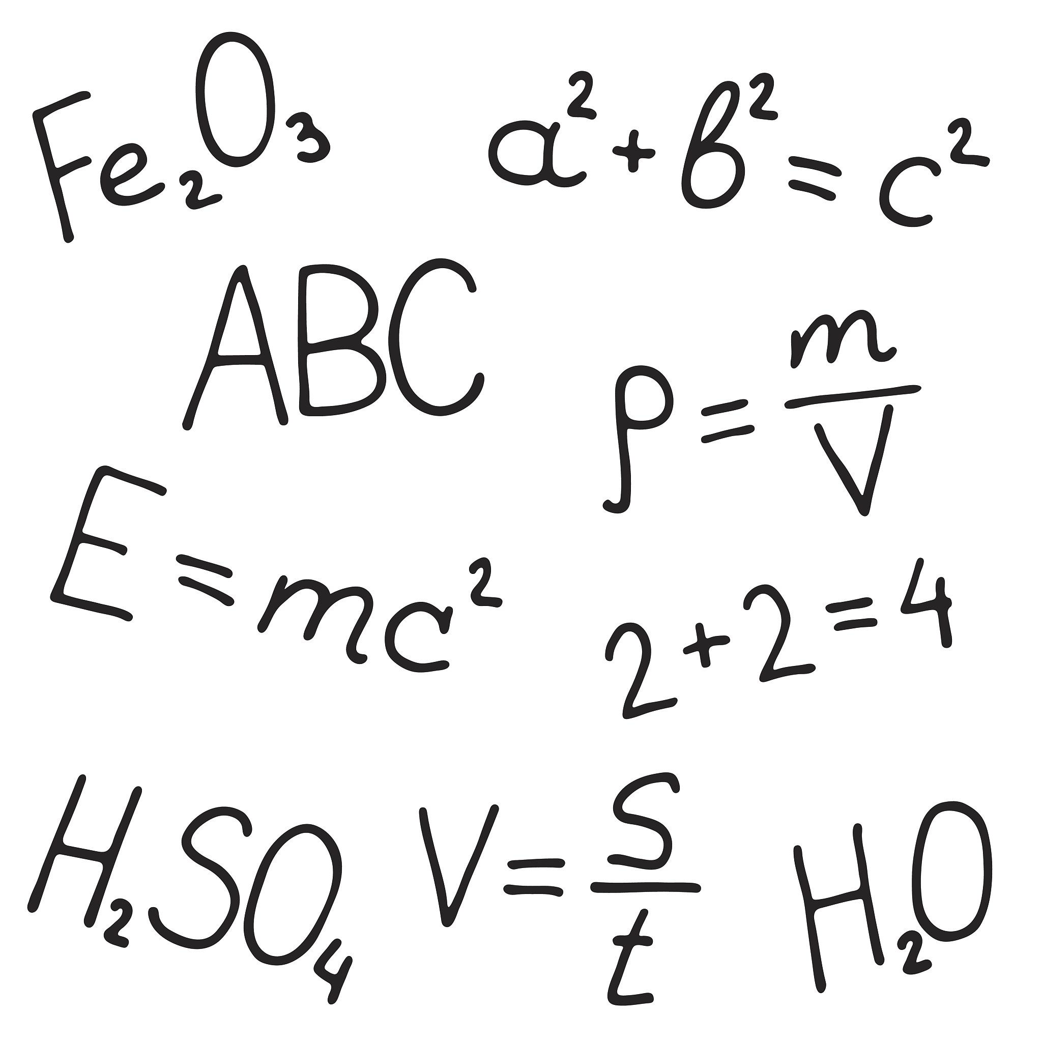 hand drawn formulas vector set