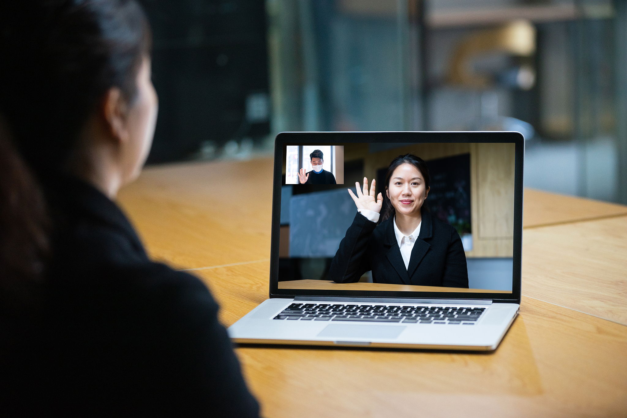 business people on video conference