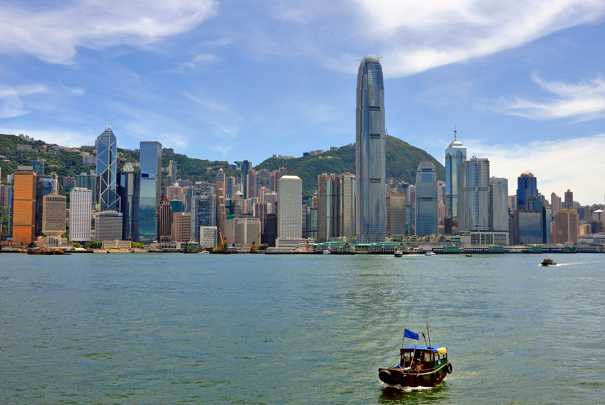 china, hong kong waterfront buildings