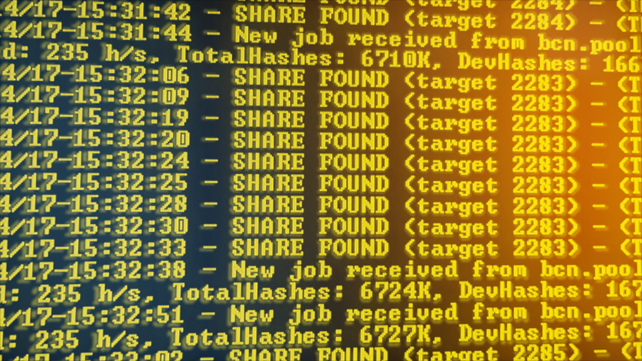 mining cryptocurrency process program on display pc. using softw
