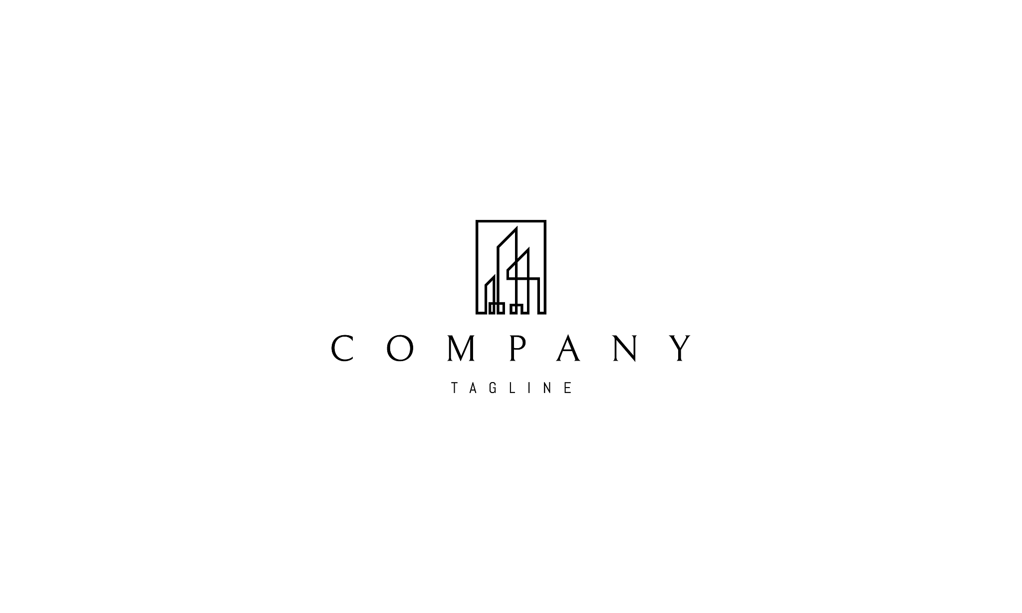 vector logo on which the abstract image of skyscrapers made in a