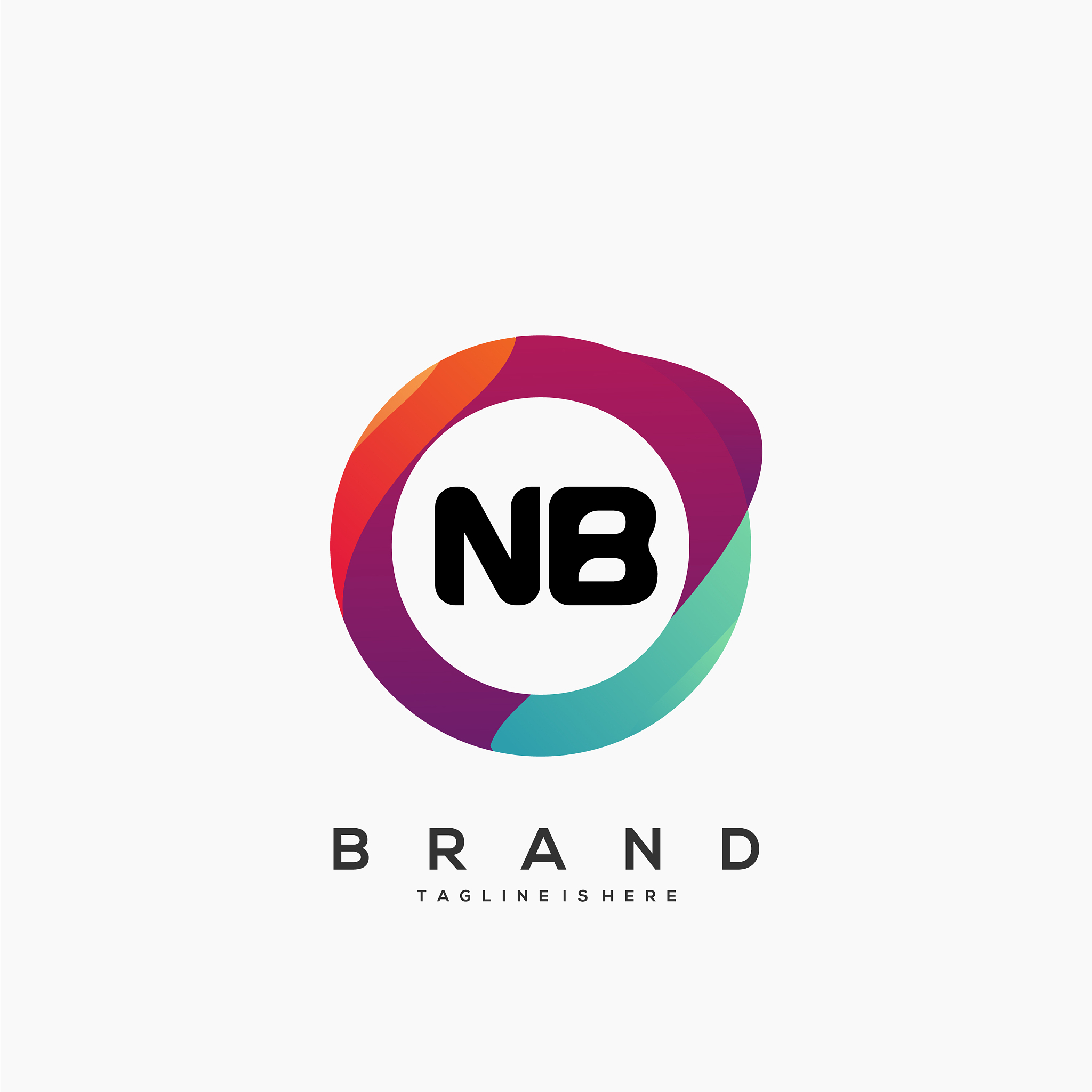 letter nb gradient color logo design