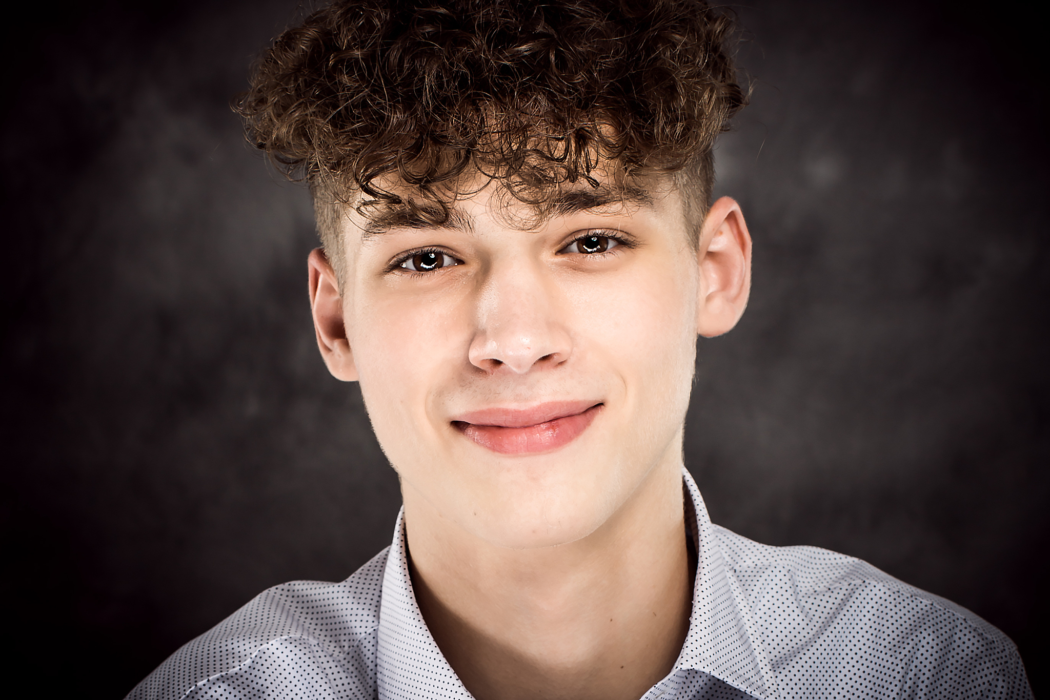 white teenage boy studio portrait