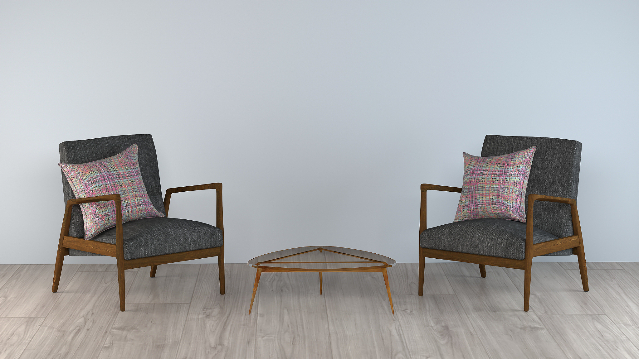 3d rendering image of living room with two chairs
