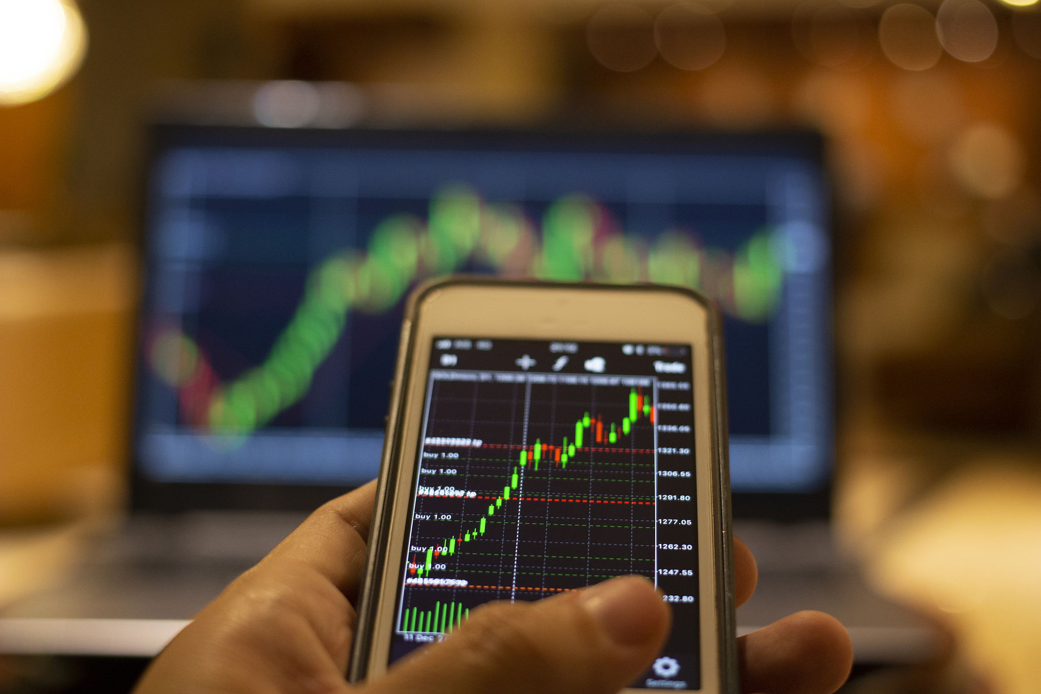 hand business trade forex in market stock exchange money with mo