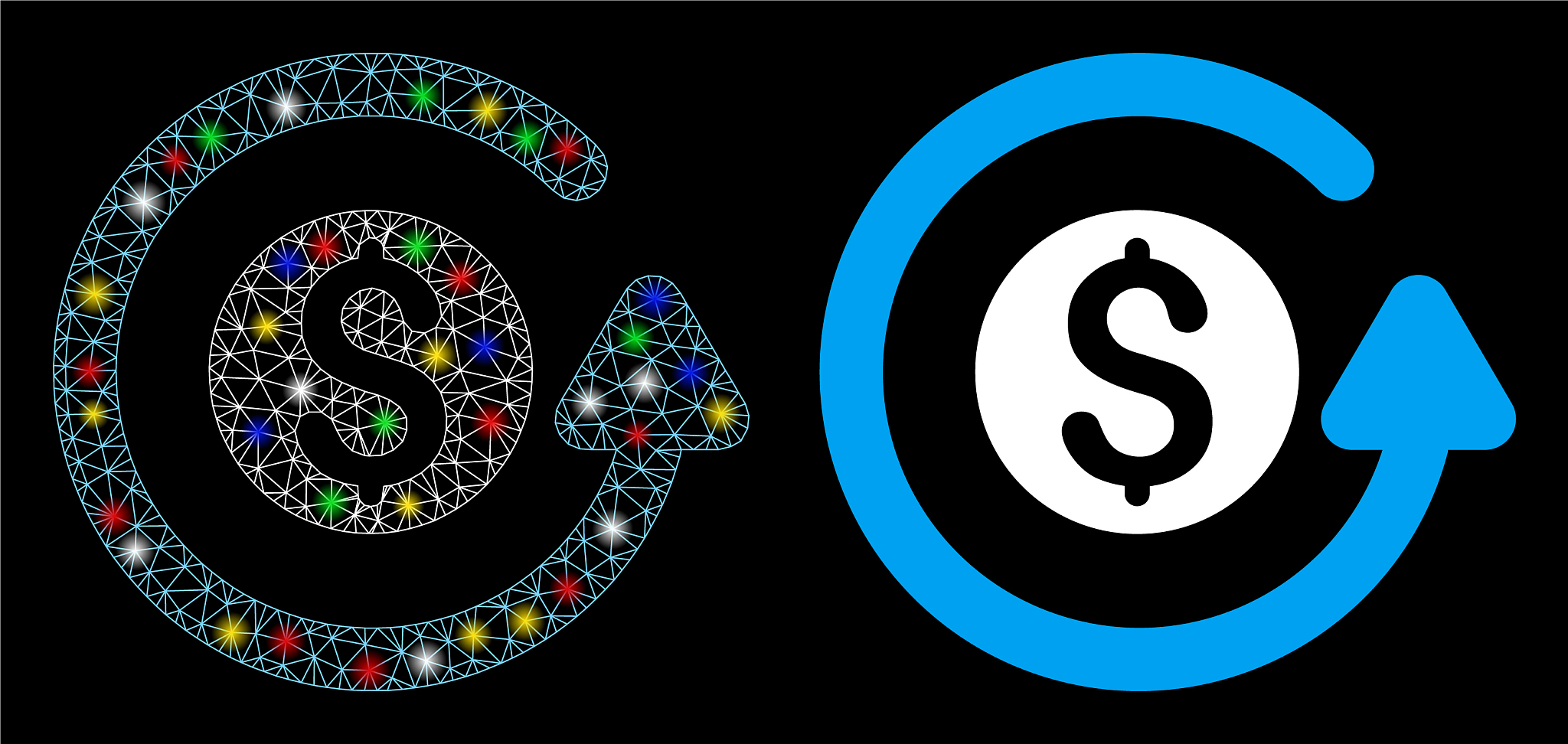 bright mesh network refund icon with flash spots