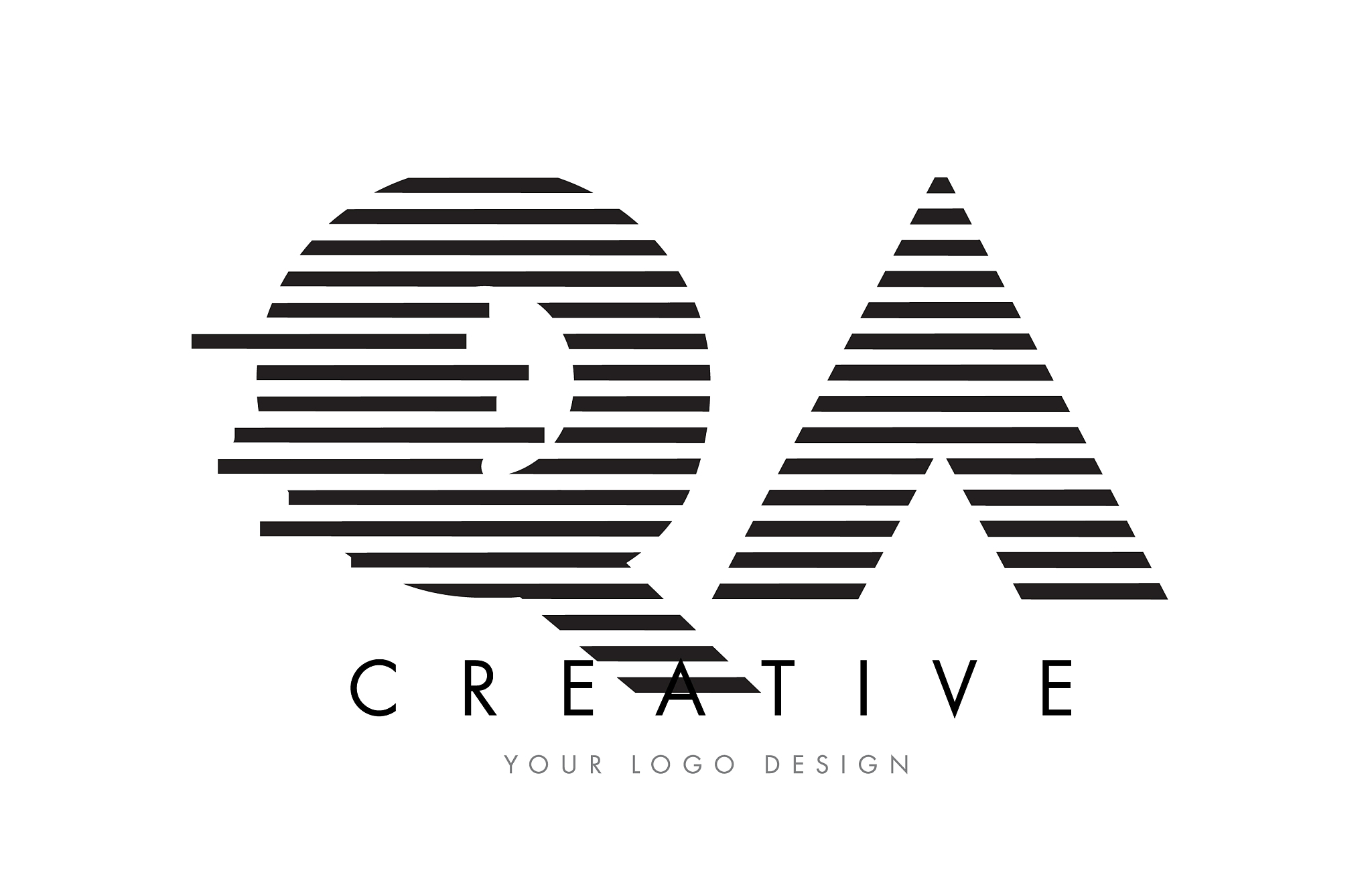 qa q a zebra letter logo design with black and