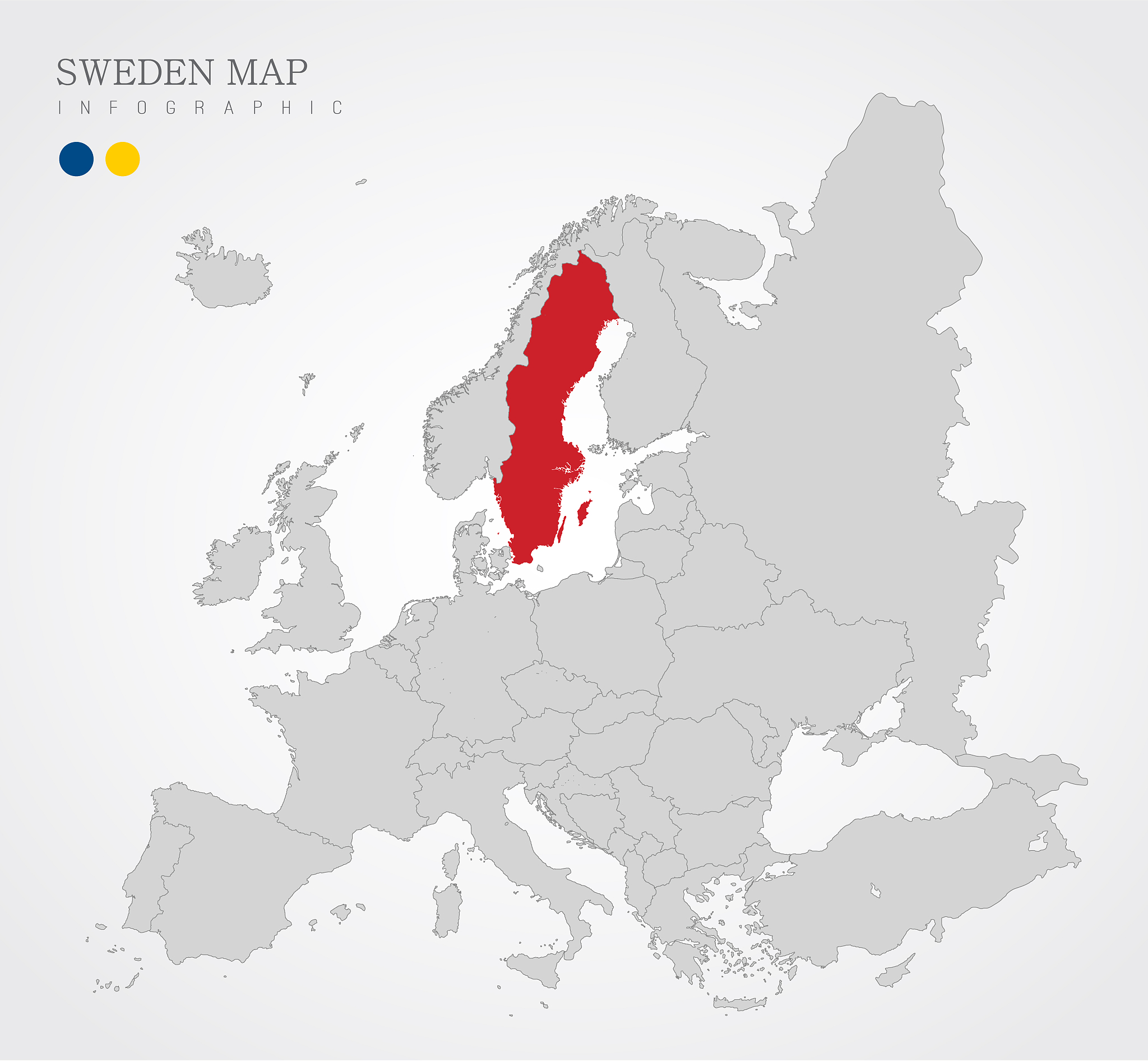 political map of european union with the identication of sweden.