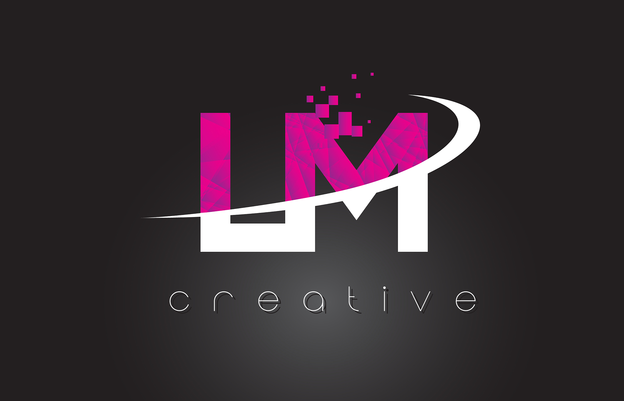 lm l m creative letters design with white pink