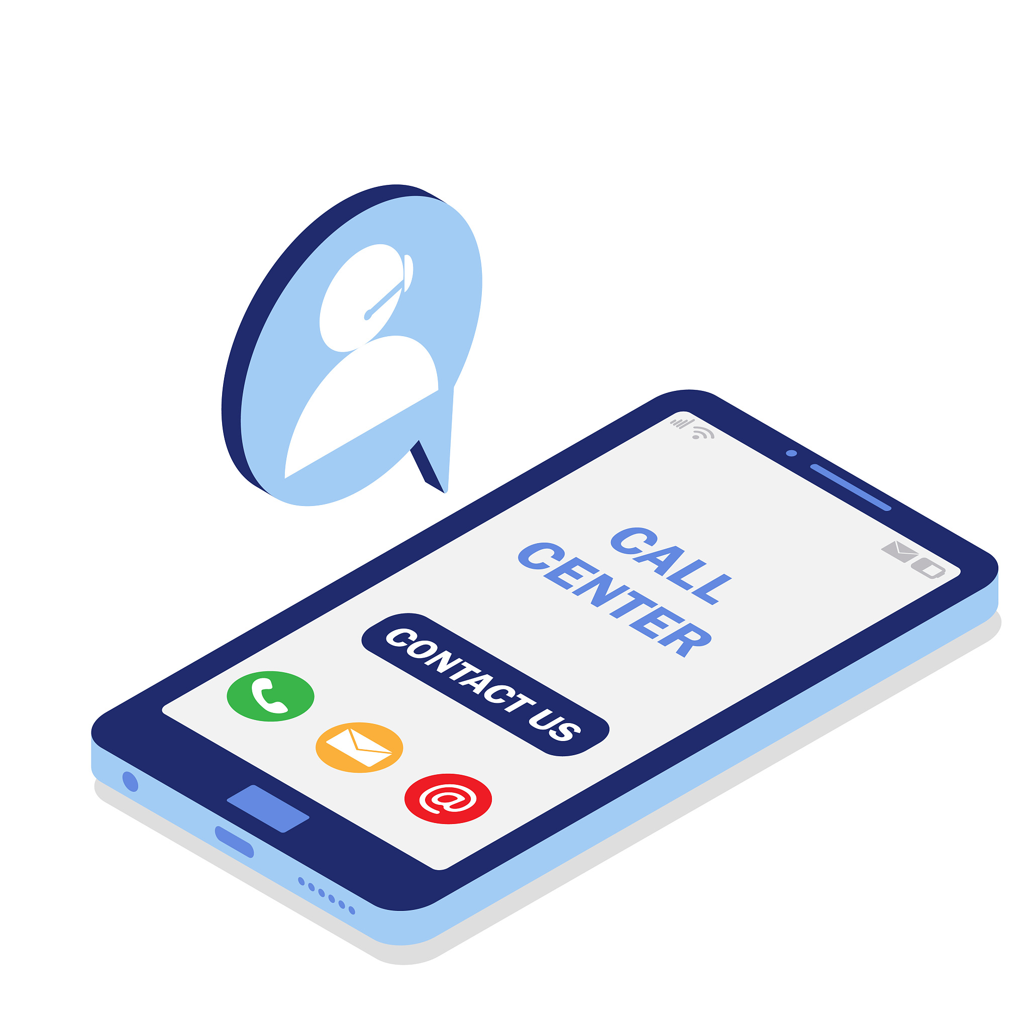 messenger on the phone with a call center. help online.