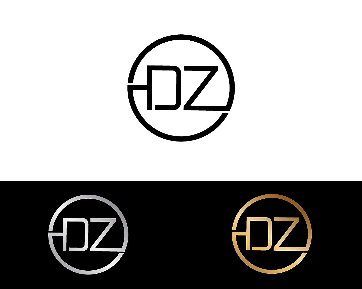 dz circle shape letter logo design