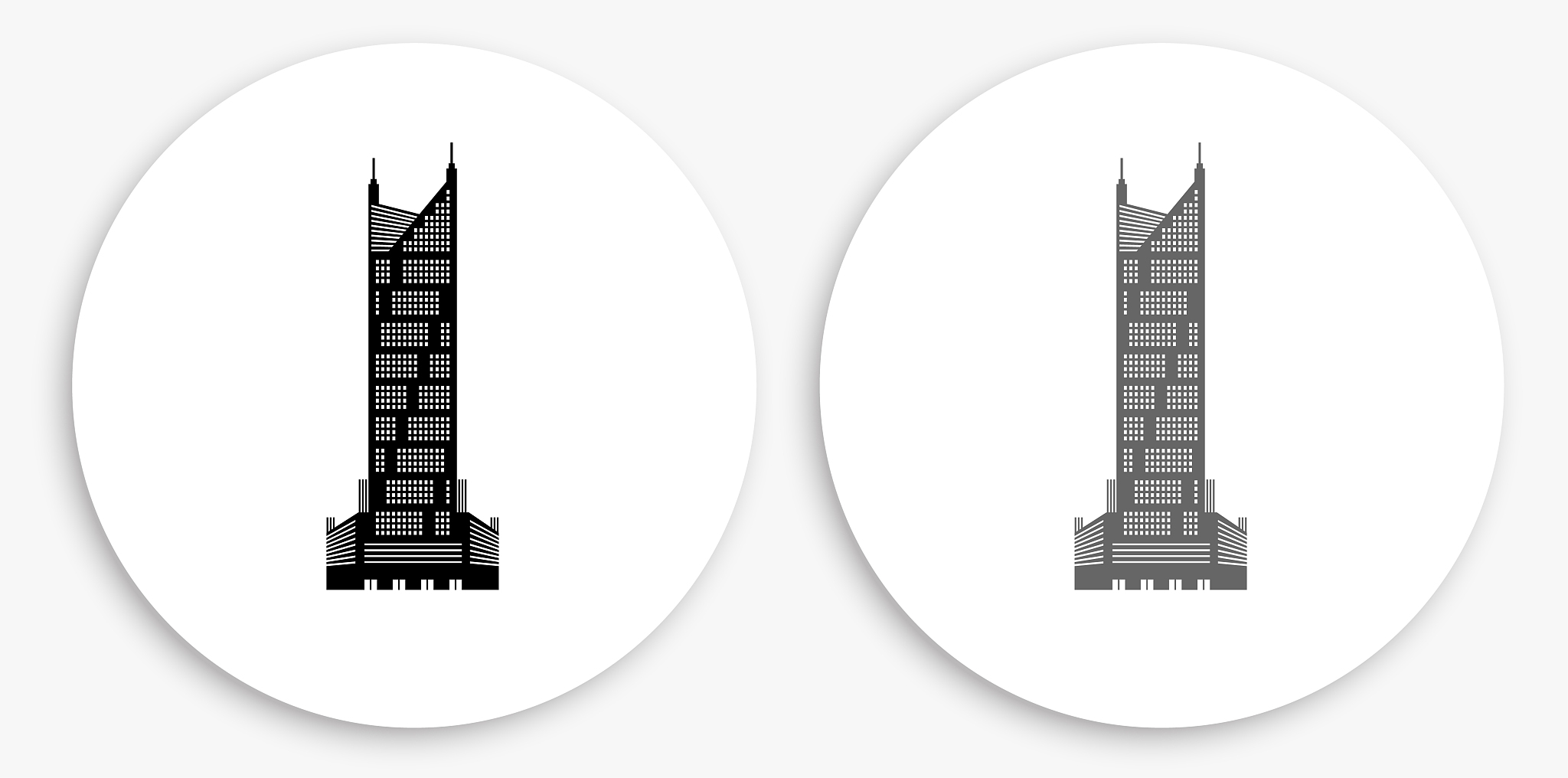 skyscraper black and white round icon
