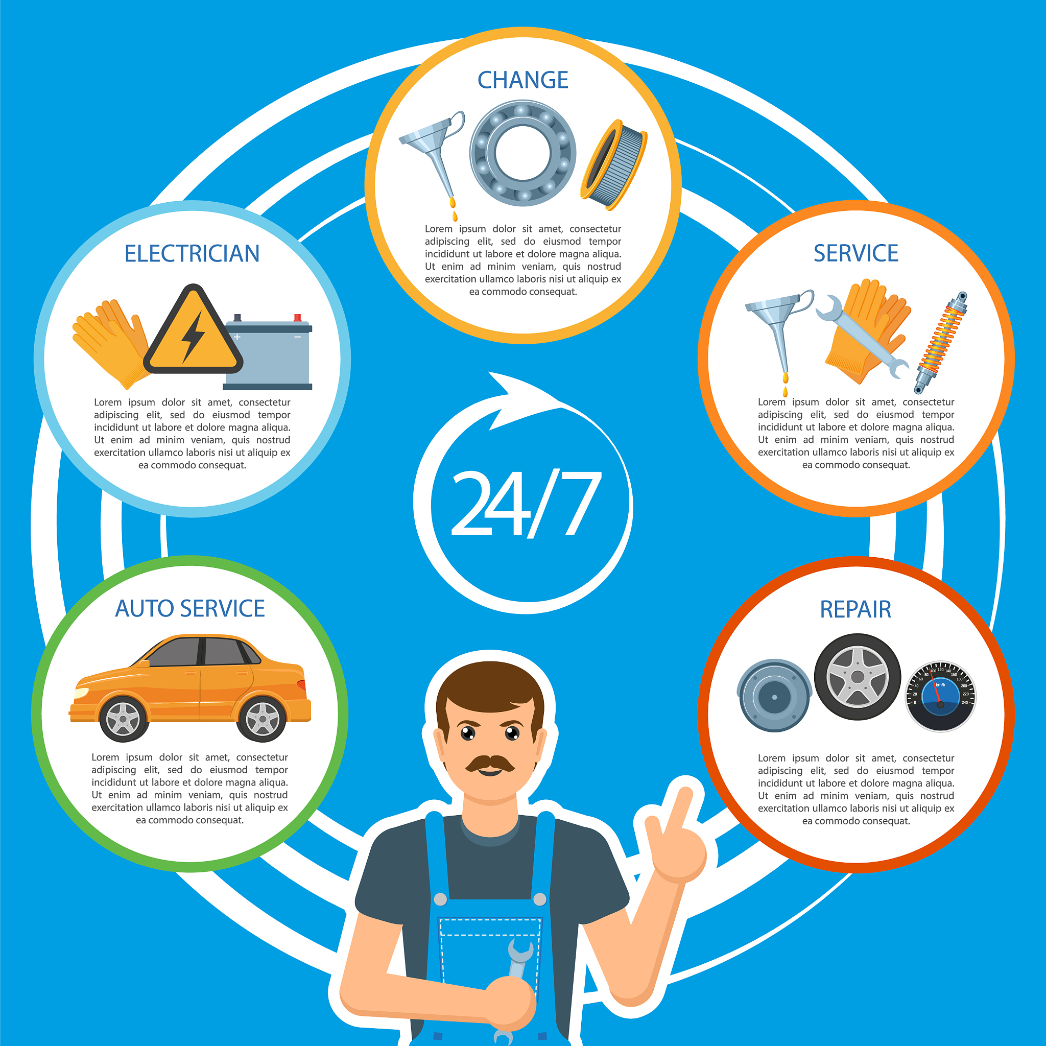 car repair mechanics services infographics