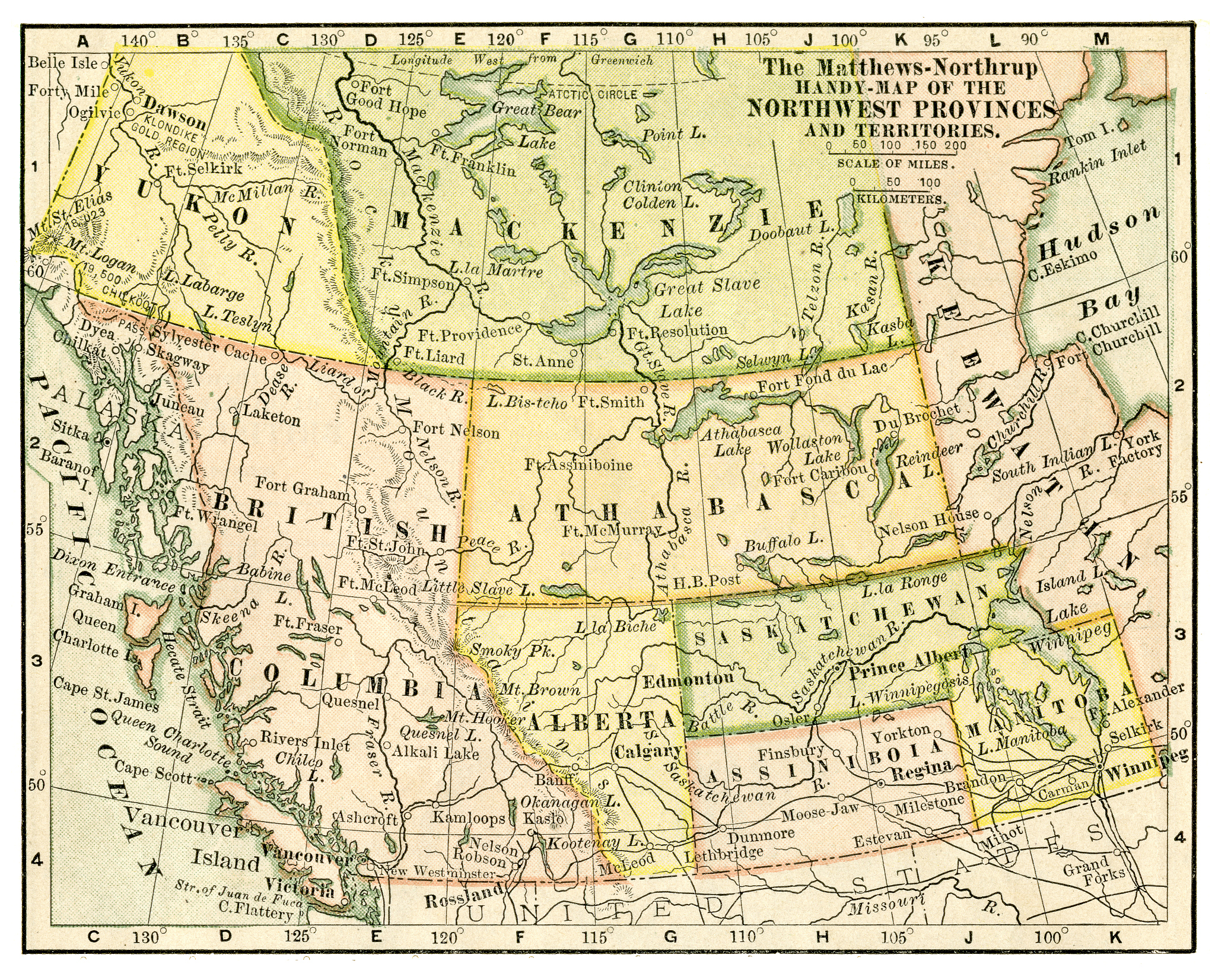 canada northwest provinces map 1898