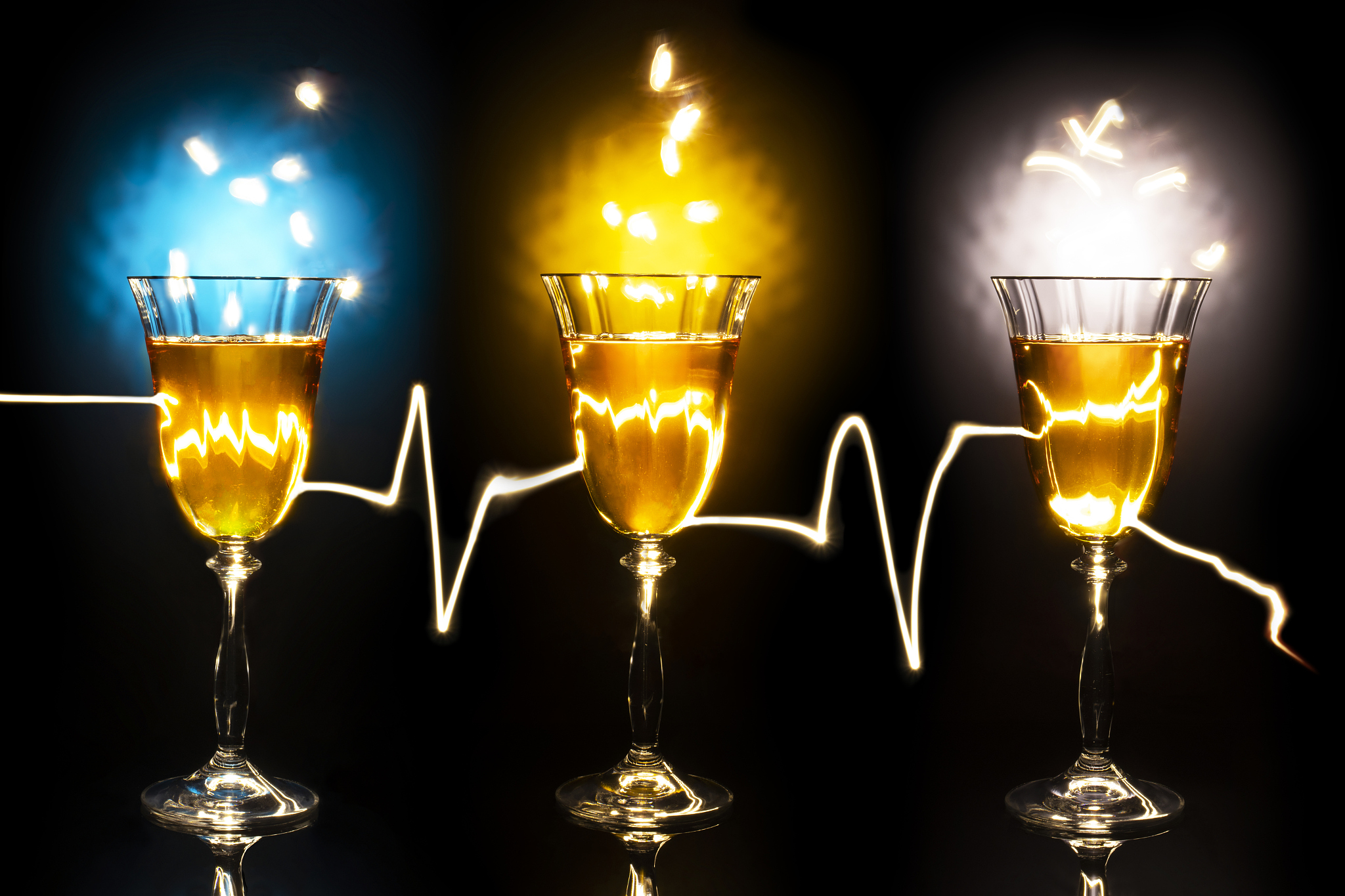 arrhythmia of three glasses of sparkling wine