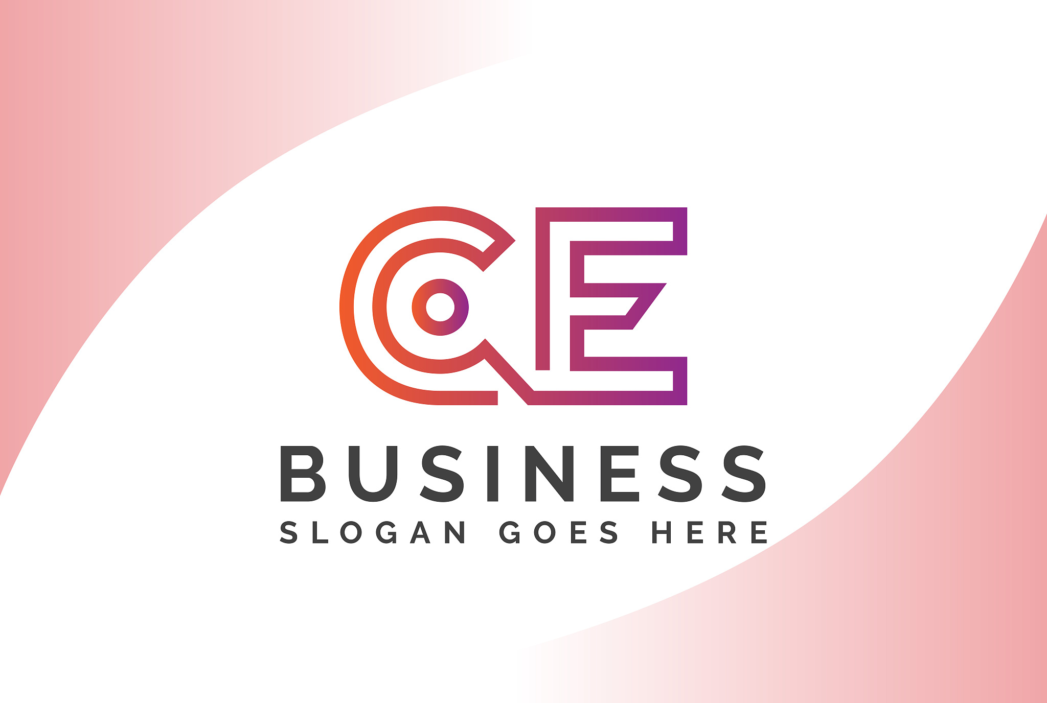 pink yellow gradient initial letter ce logo vector template