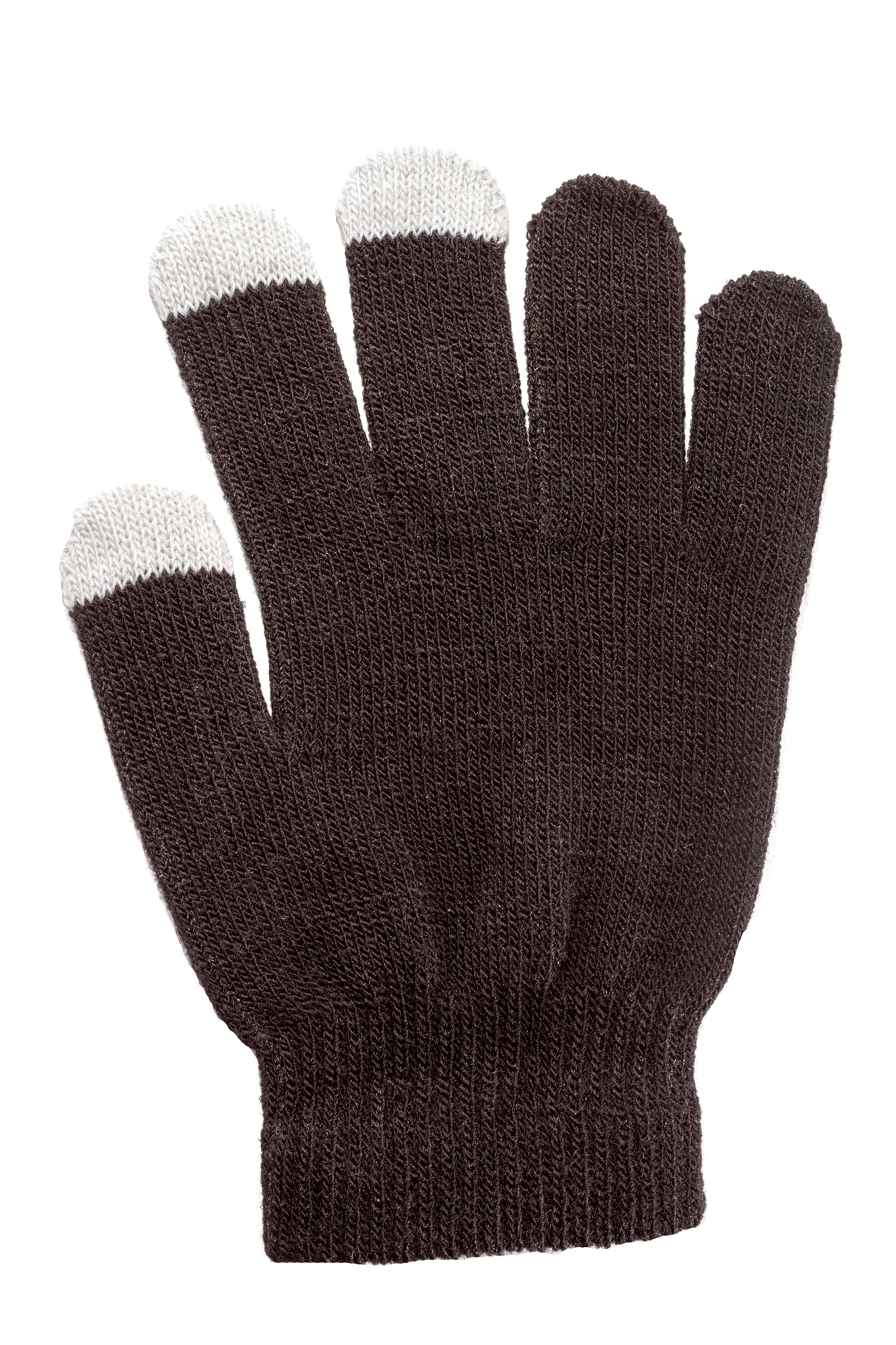 black wool glove for touch phones. isolated on white