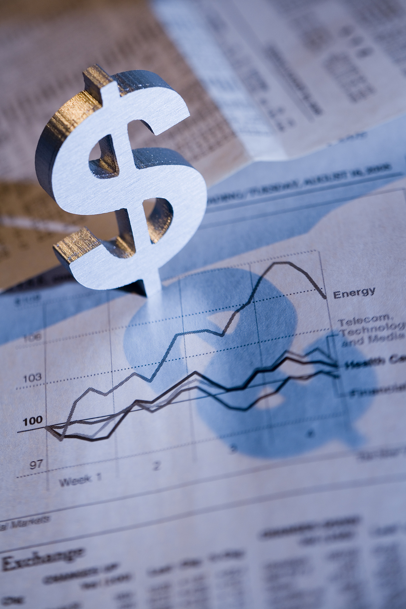 stock quotes and dollar sign