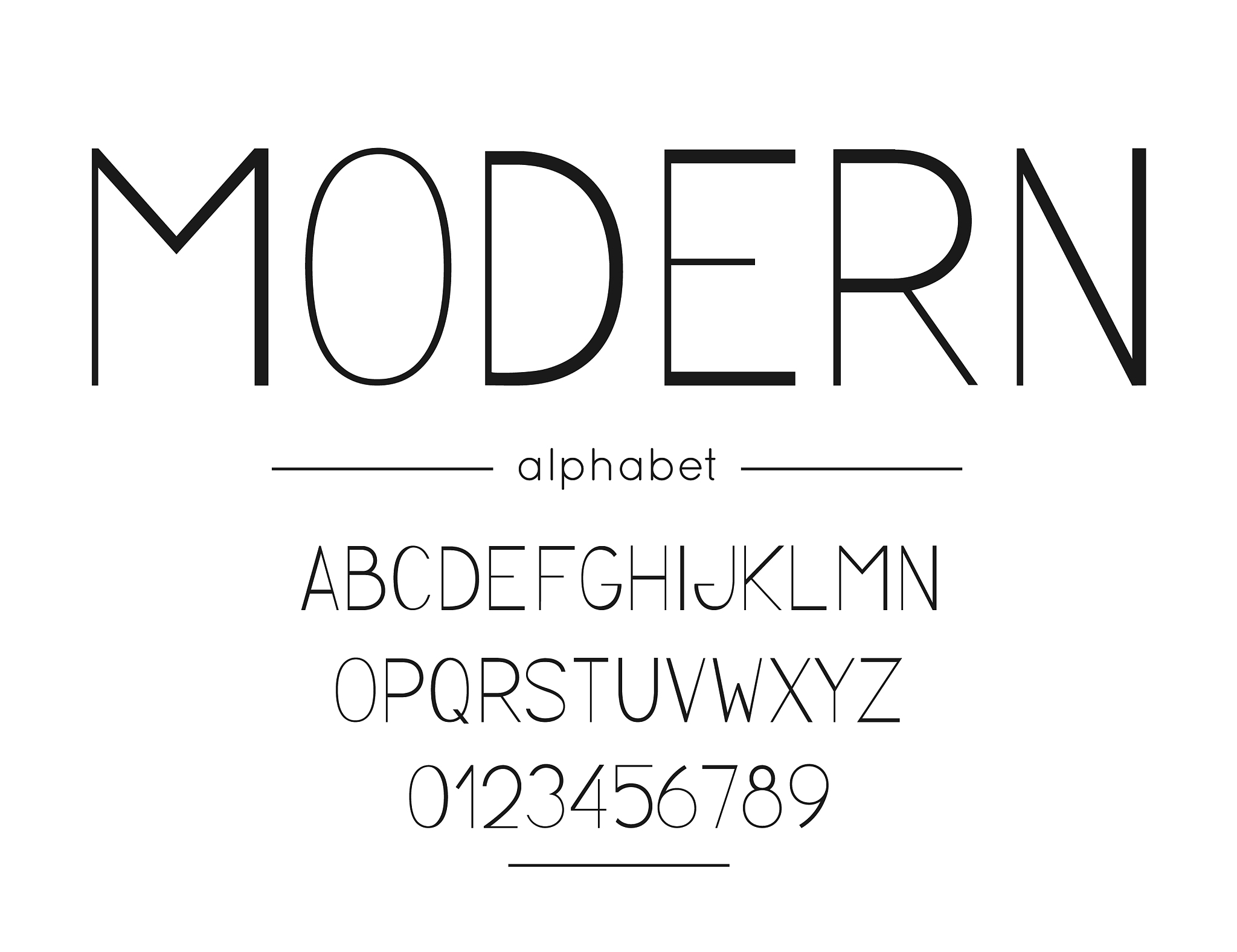modern font and alphabet type with letters