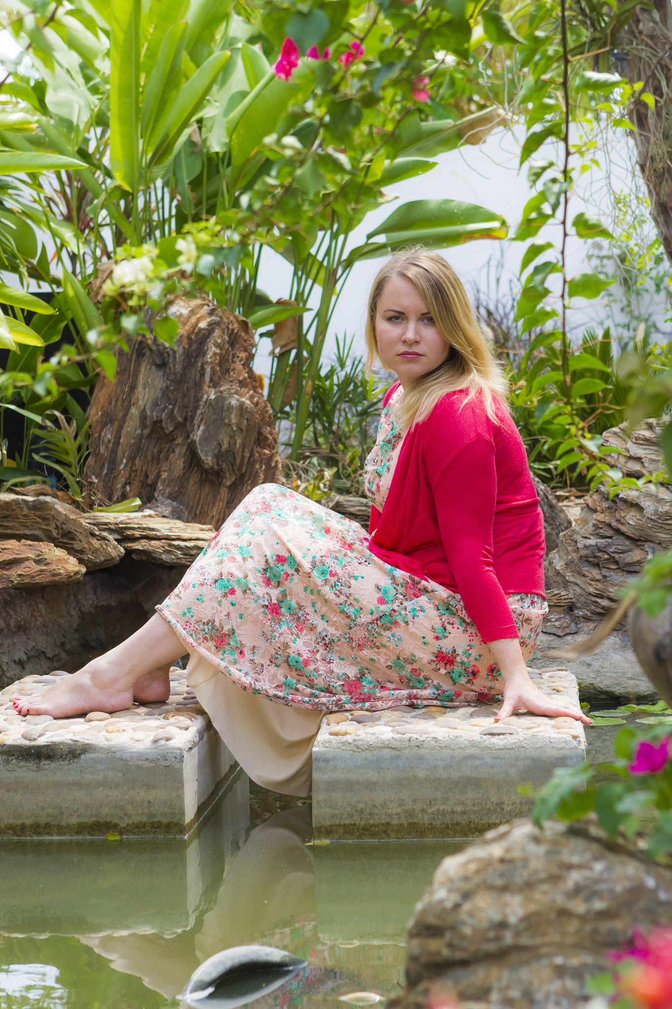 young woman in summer park