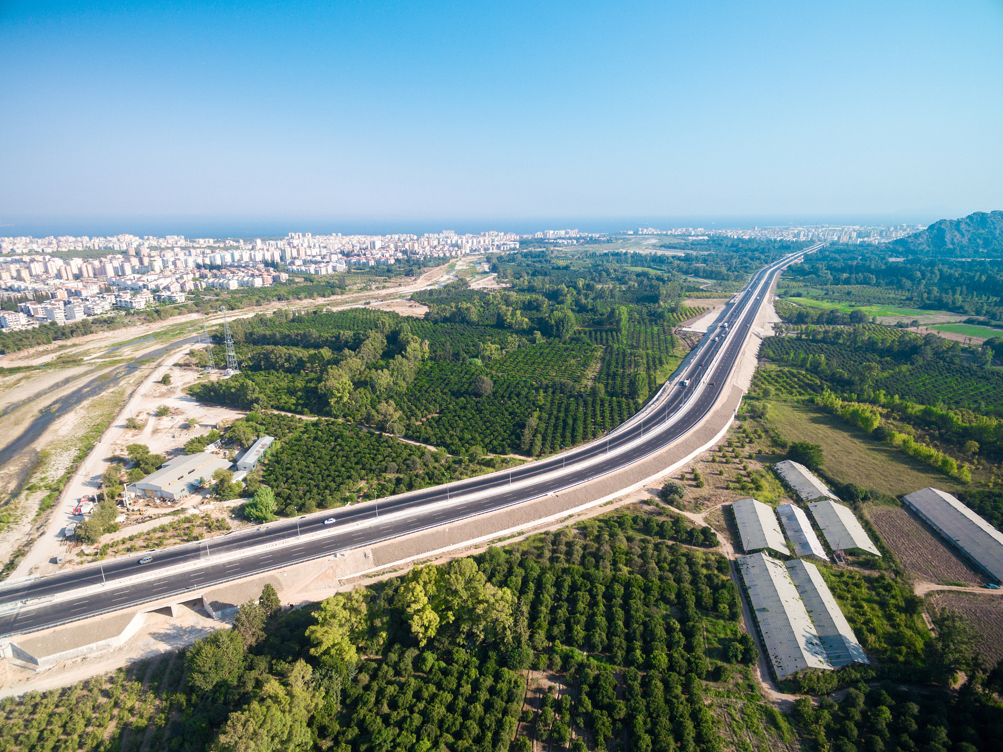 aireal drone top view photo of highway antalya turkey