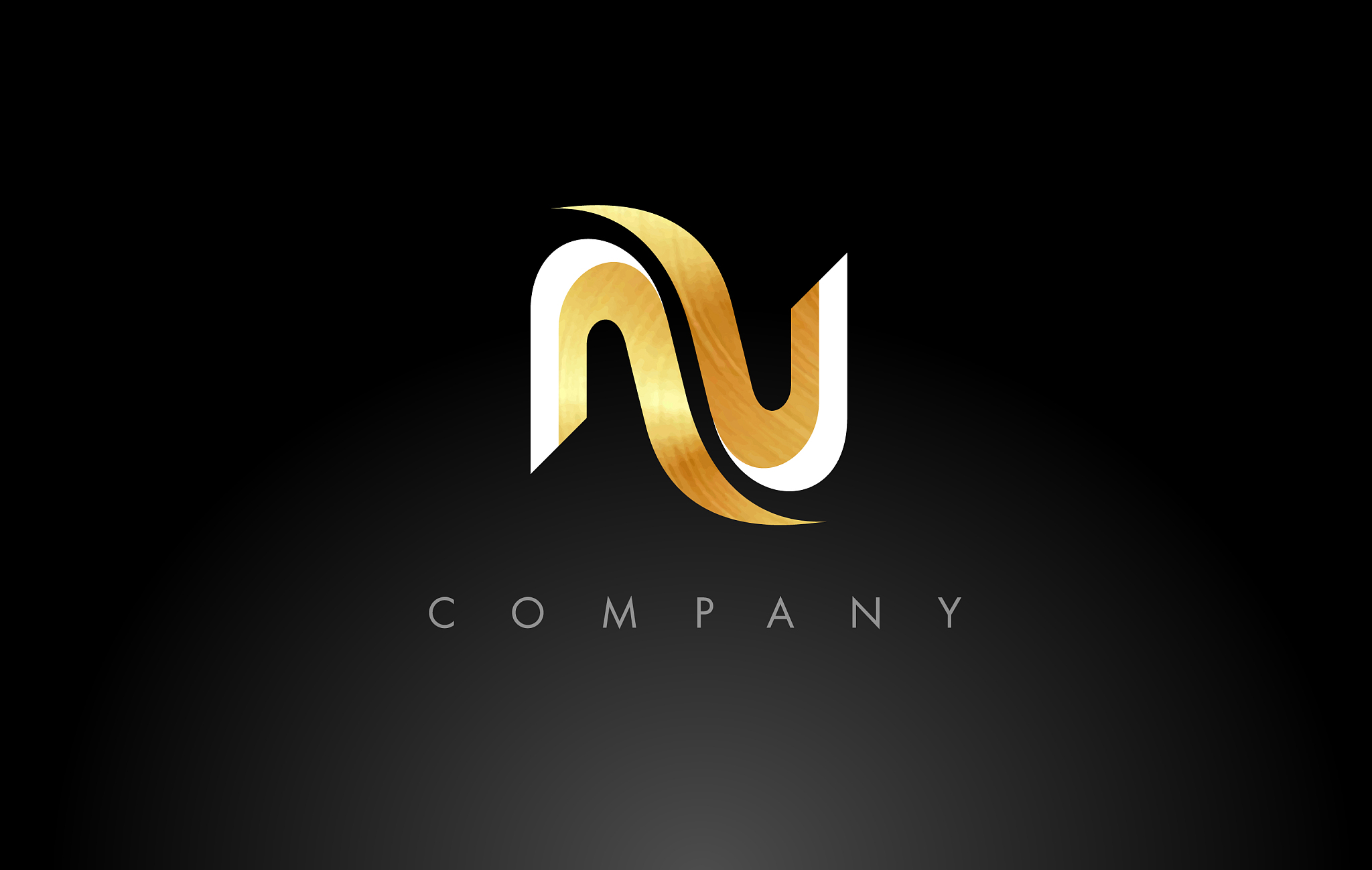 n gold logo n letter icon design