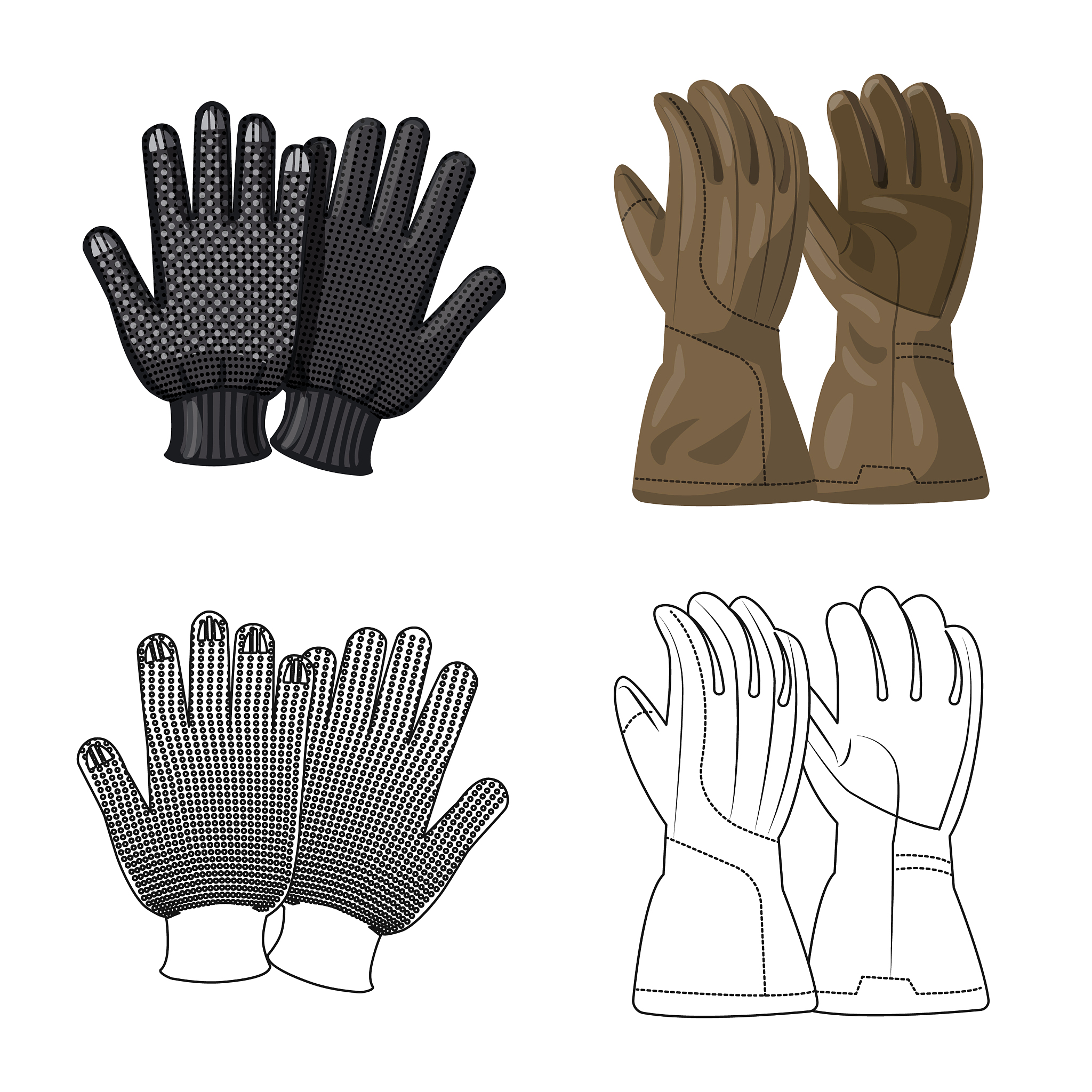 isolated object of glove and winter logo set of
