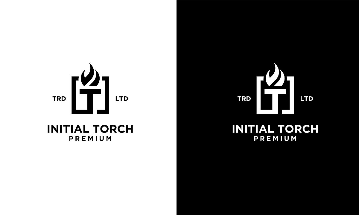 溢价初始t火炬矢量符号插图设计
