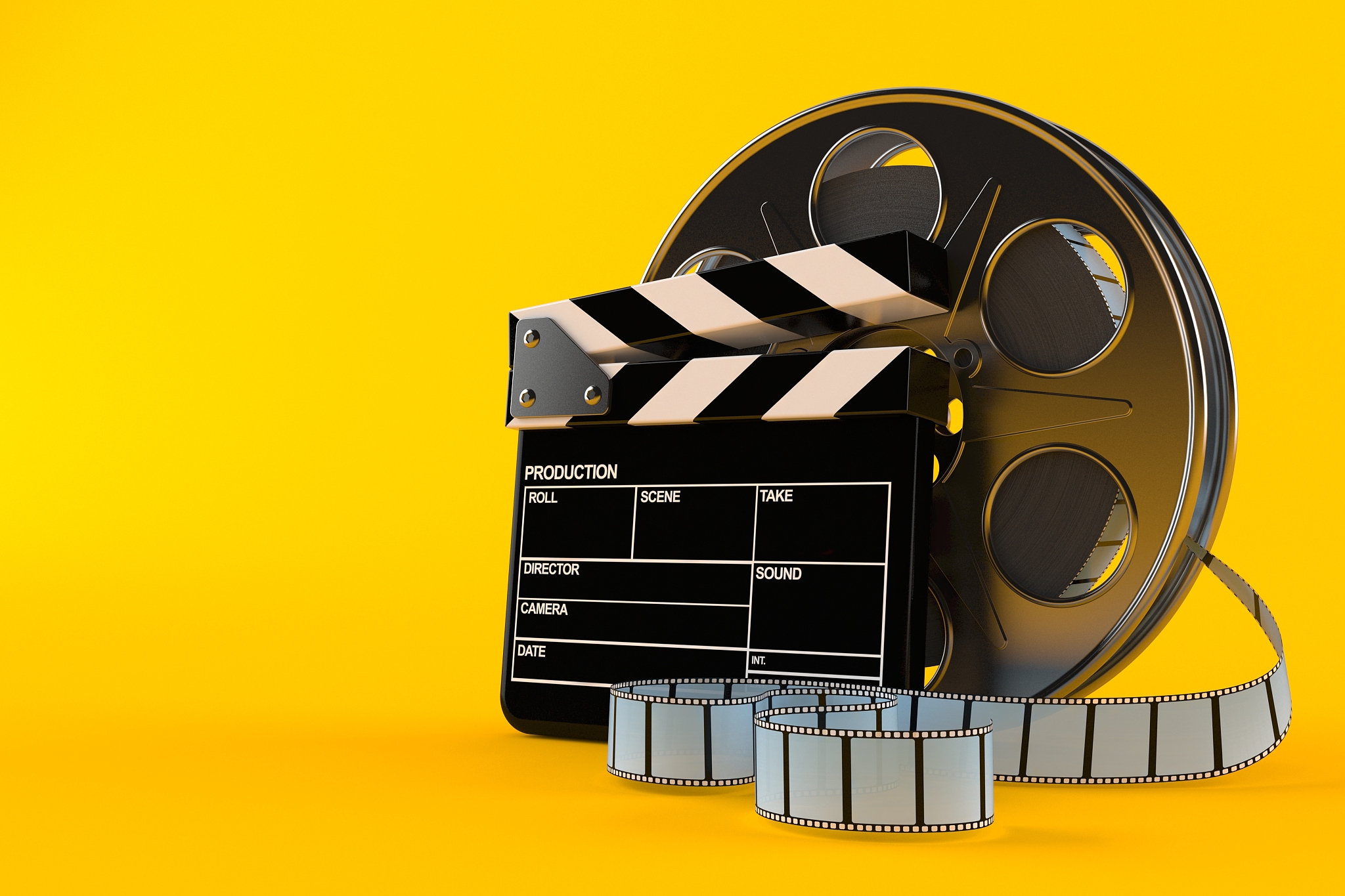 film reel with clapboard