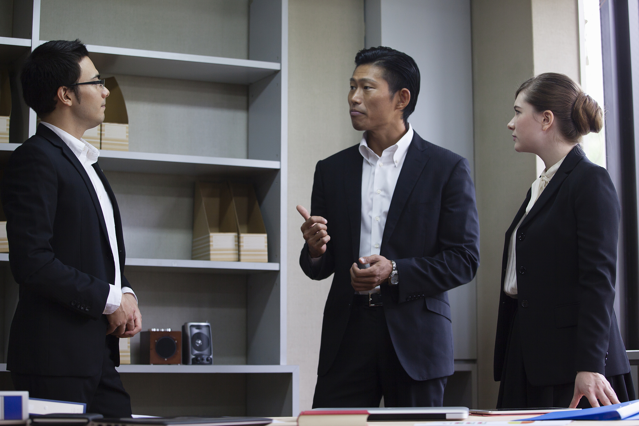 business people talk around the table,