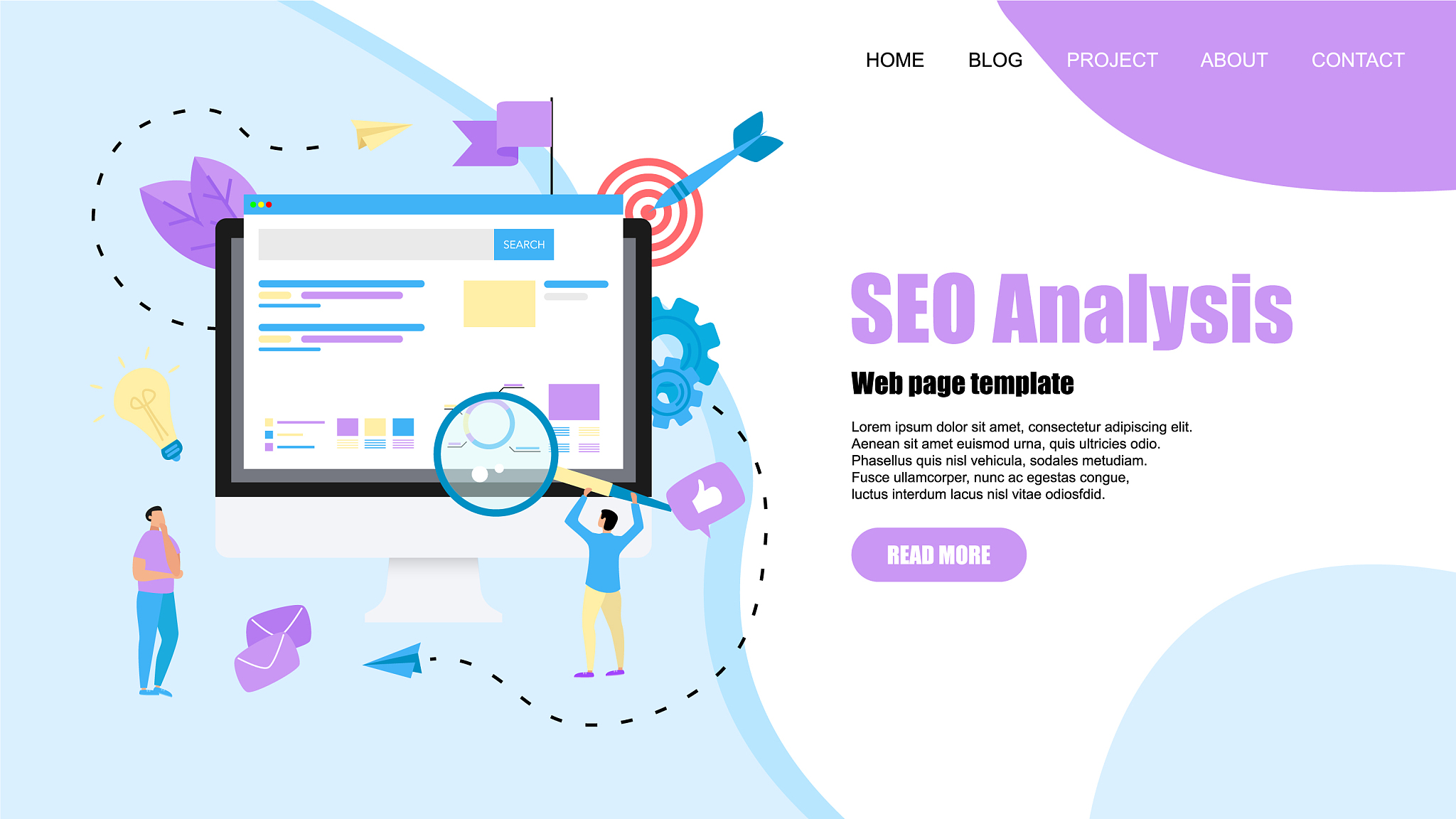 webpage template seo analysis with search
