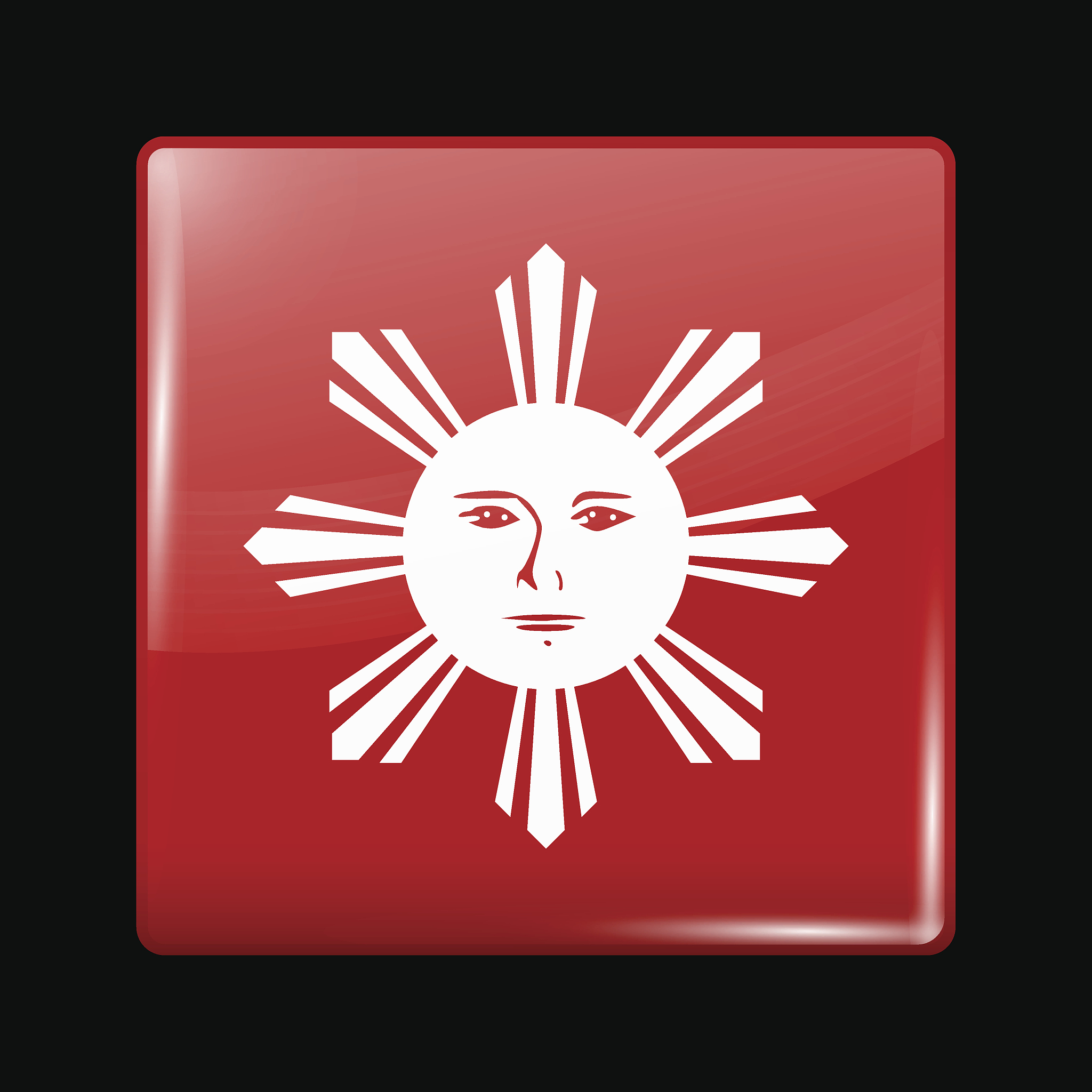philippines variant flag. glassy icon square shape