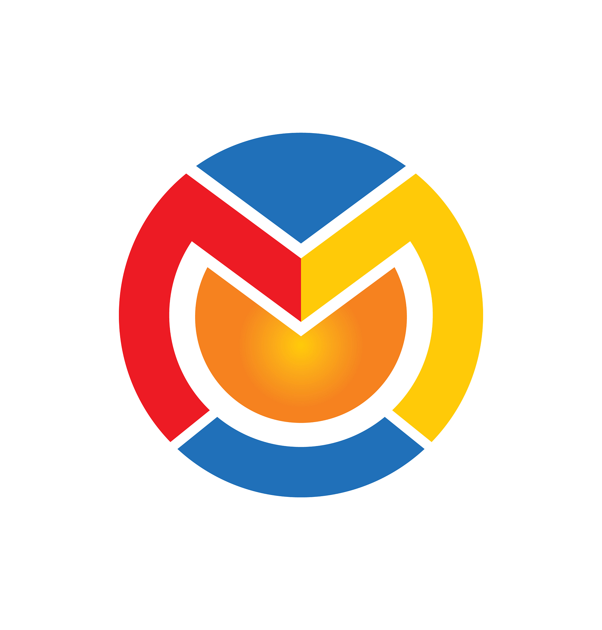 round abstract letter m technology logo