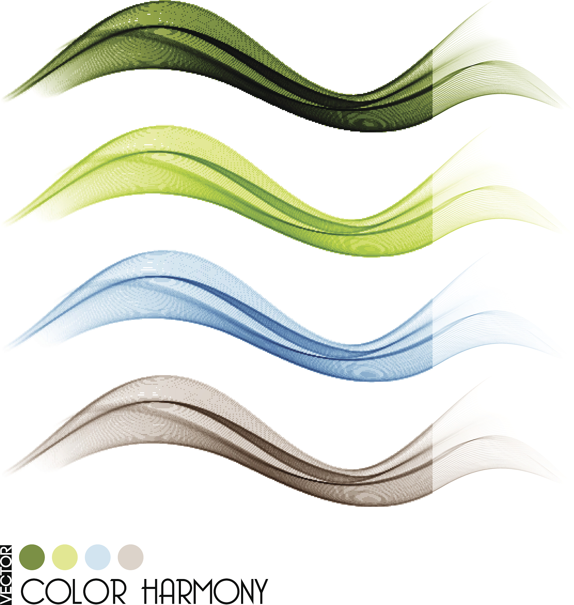 set of color curve lines