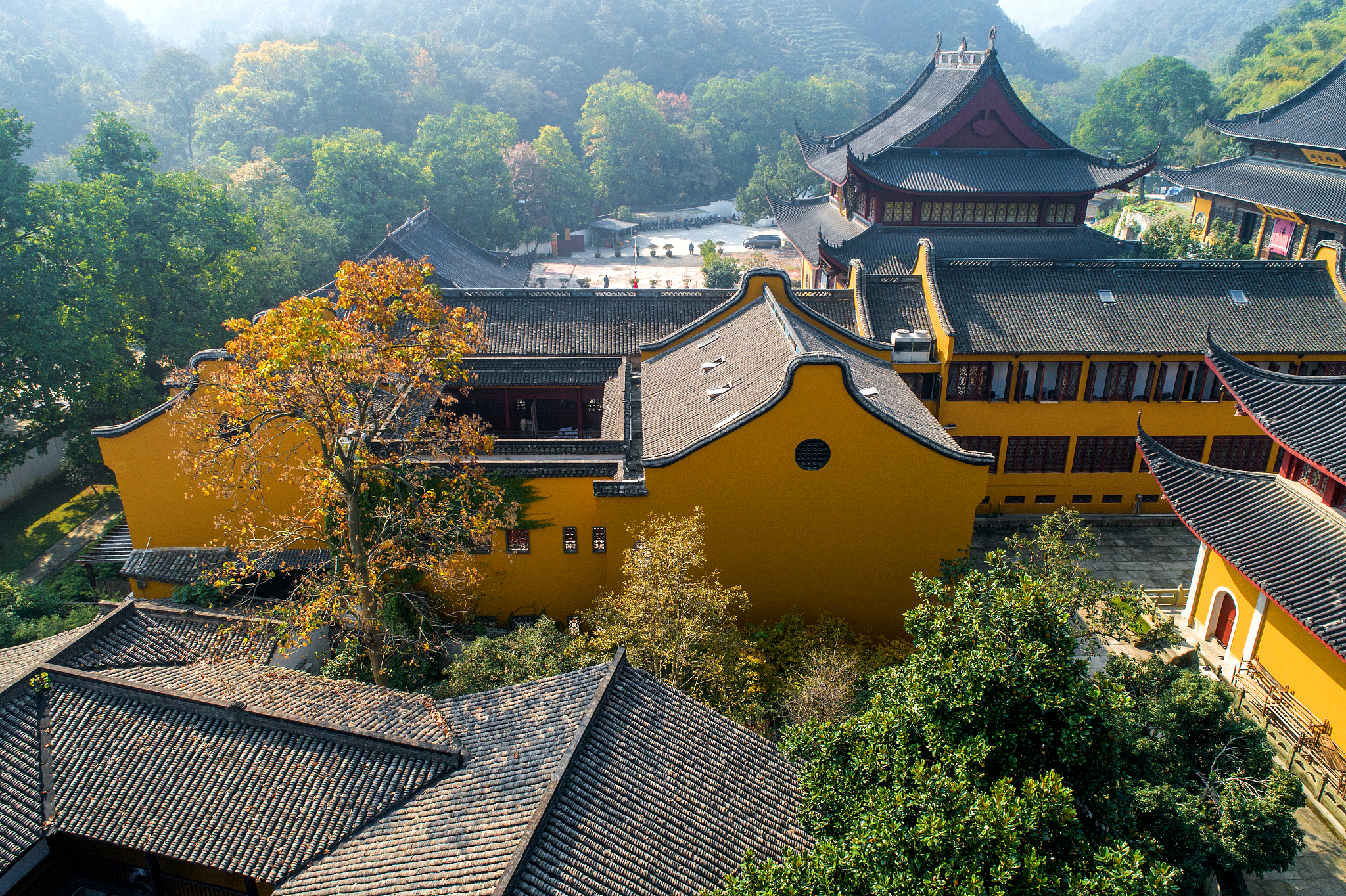 航拍 杭州 法净禅寺